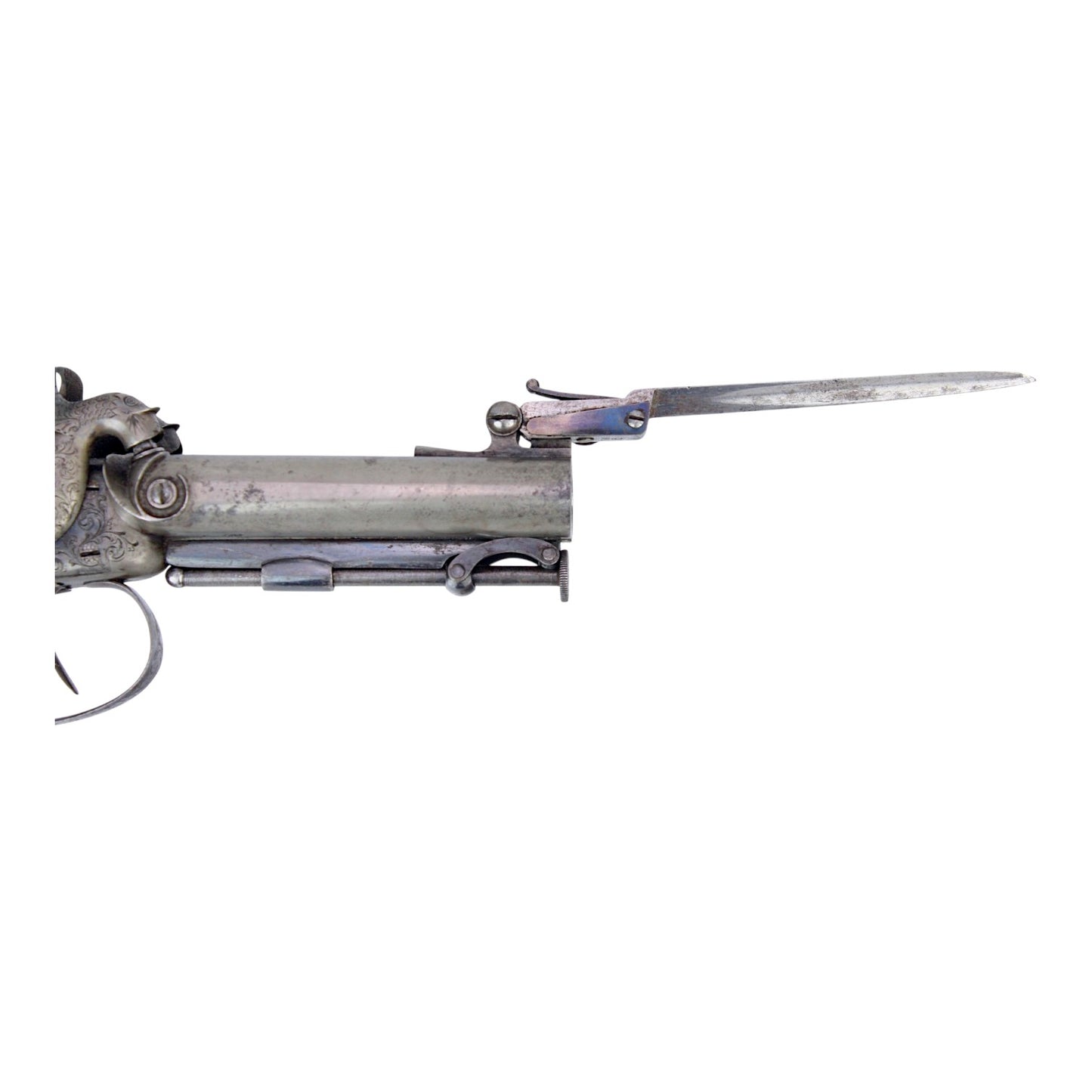 Rare British Percussion Double Barrel Knife Pistol, London c.1850