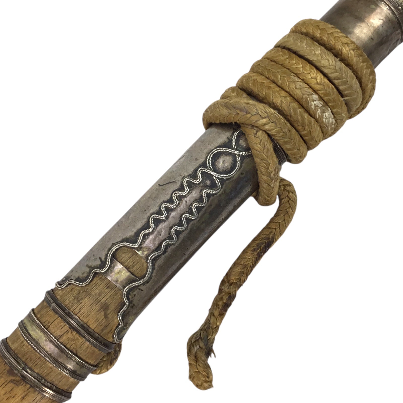 Rare Burmese Late 18th to 19th Century Dah Status Fighting Sword with Silver Dress Mounts