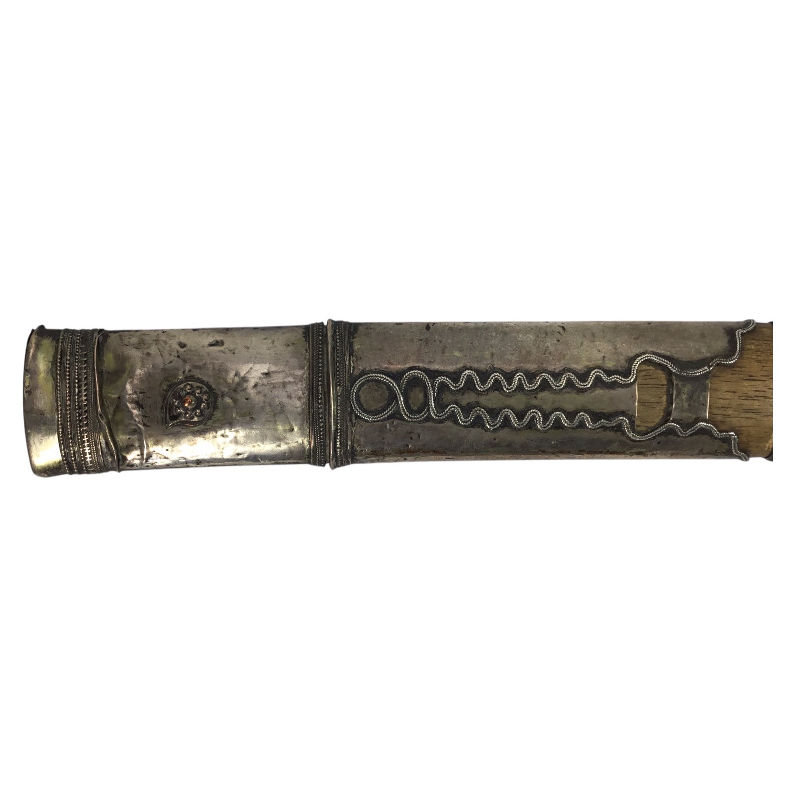 Rare Burmese Late 18th to 19th Century Dah Status Fighting Sword with Silver Dress Mounts