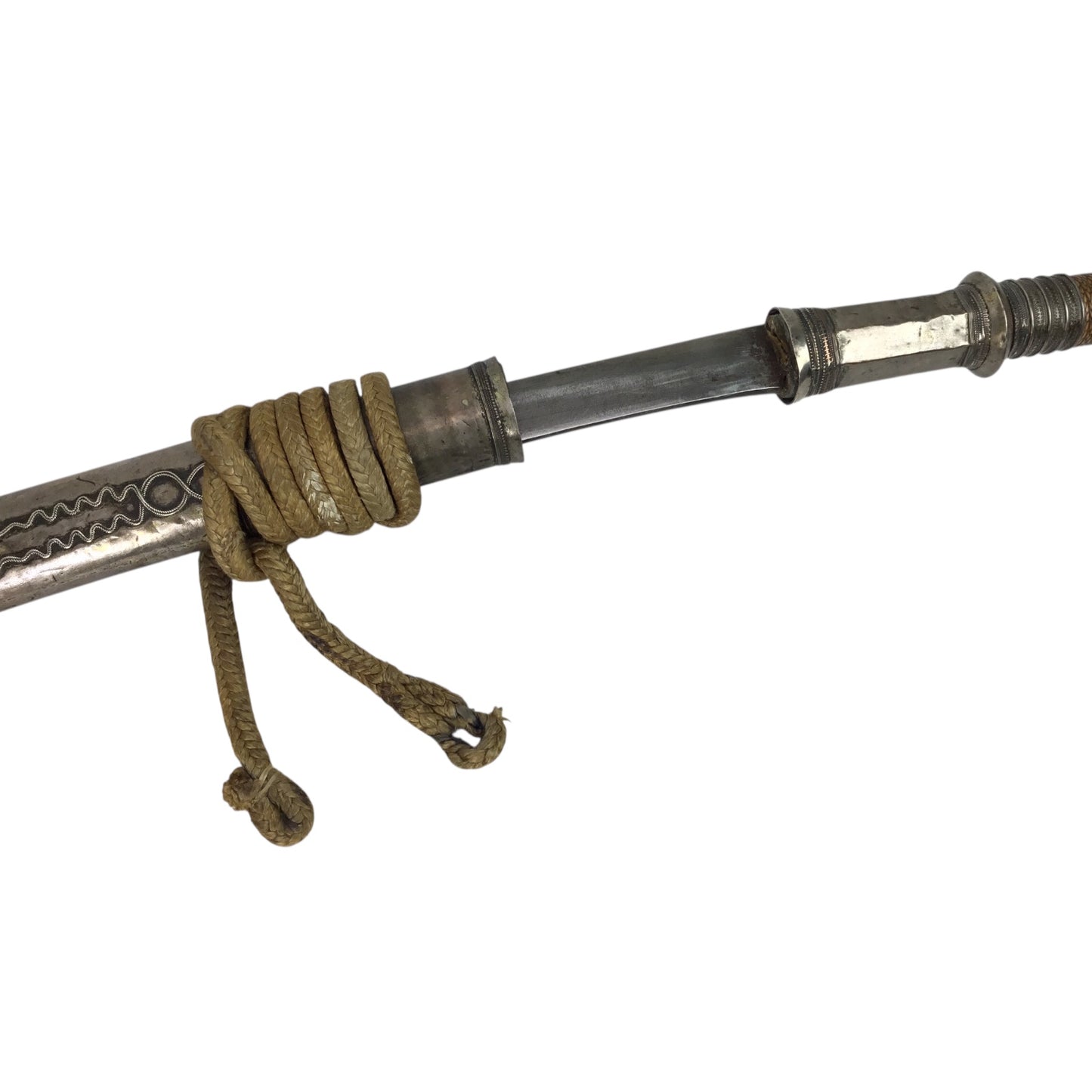 Rare Burmese Late 18th to 19th Century Dah Status Fighting Sword with Silver Dress Mounts