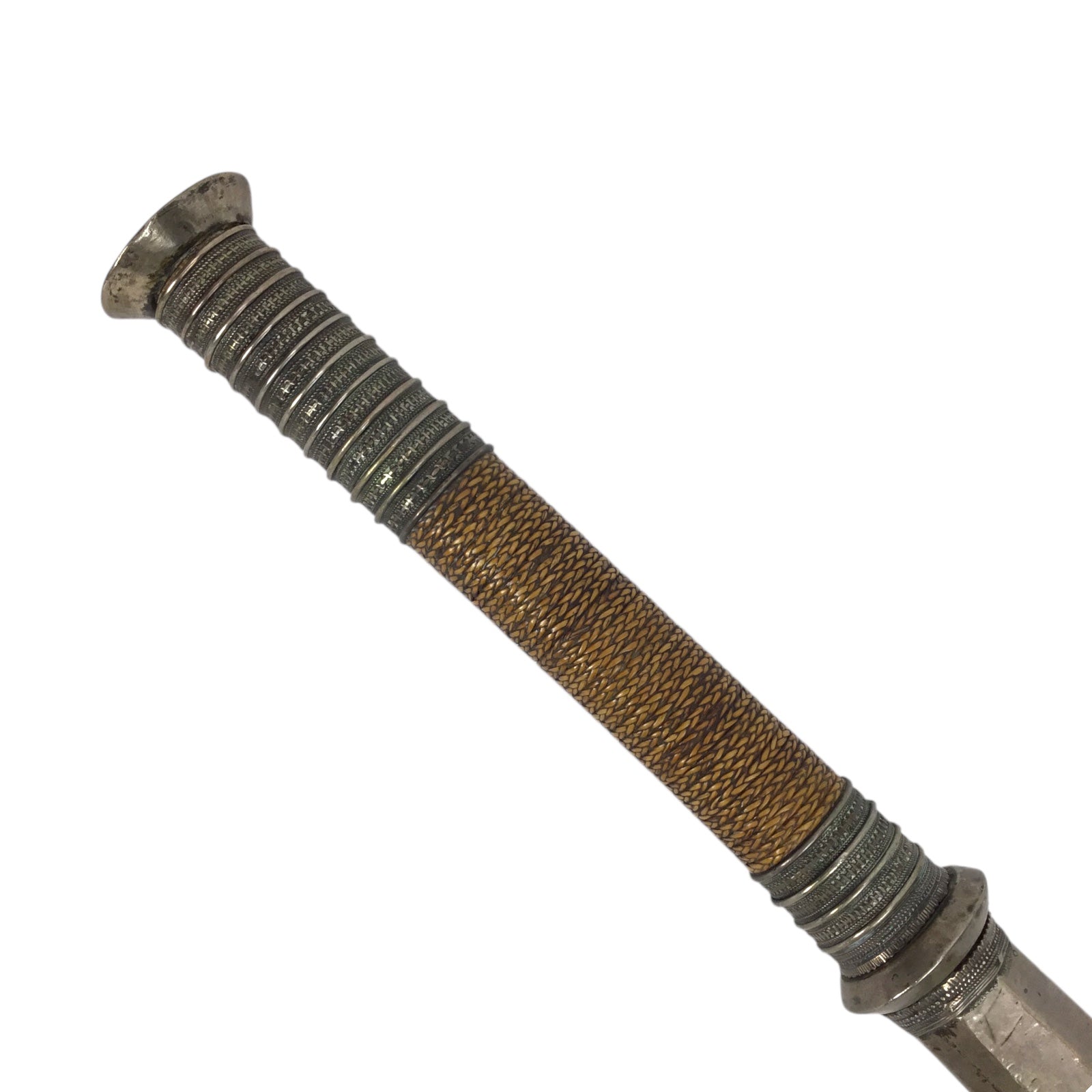 Rare Burmese Late 18th to 19th Century Dah Status Fighting Sword with Silver Dress Mounts