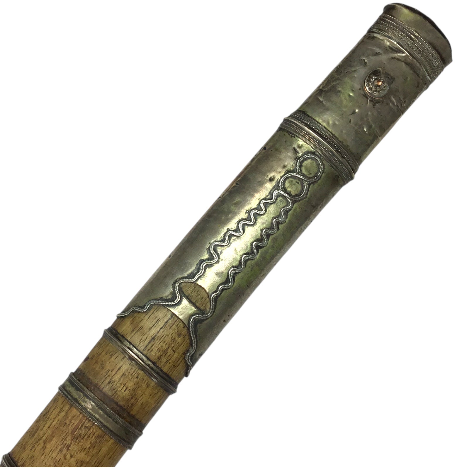 Rare Burmese Late 18th to 19th Century Dah Status Fighting Sword with Silver Dress Mounts