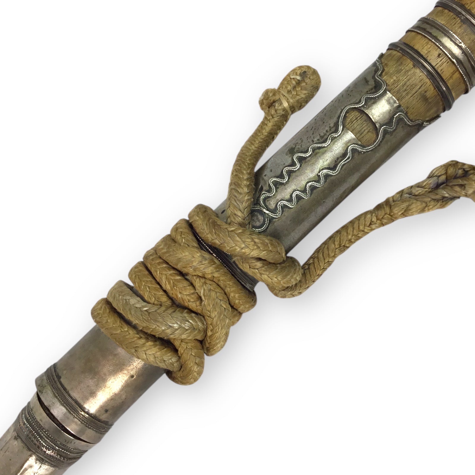 Rare Burmese Late 18th to 19th Century Dah Status Fighting Sword with Silver Dress Mounts