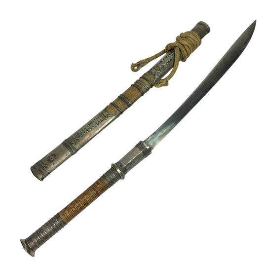 Rare Burmese Late 18th to 19th Century Dah Status Fighting Sword with Silver Dress Mounts