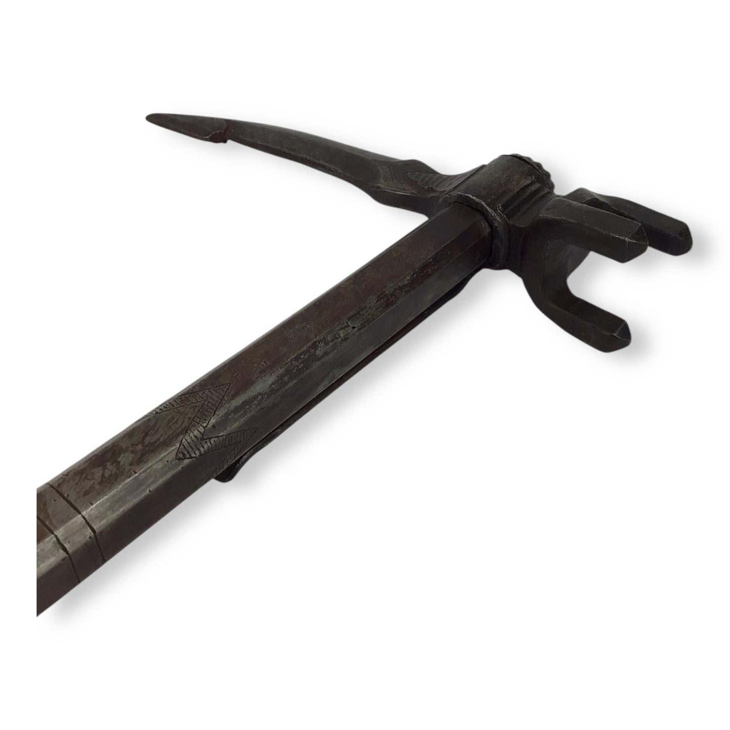 Rare French or Italian Knight's War Hammer with Engraved Shaft 16th Century Style