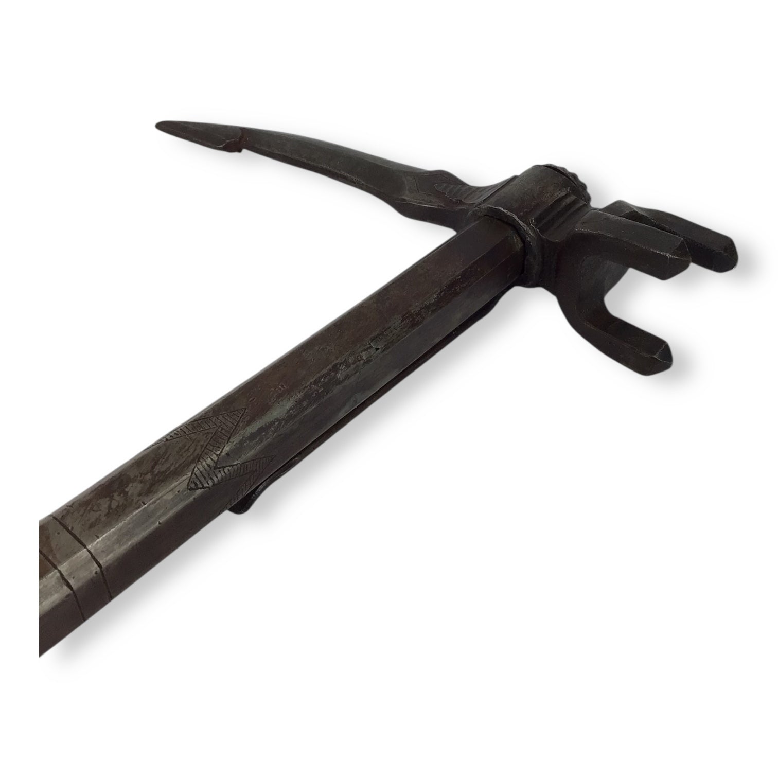 Rare French or Italian Knight's War Hammer with Engraved Shaft 16th Century Style