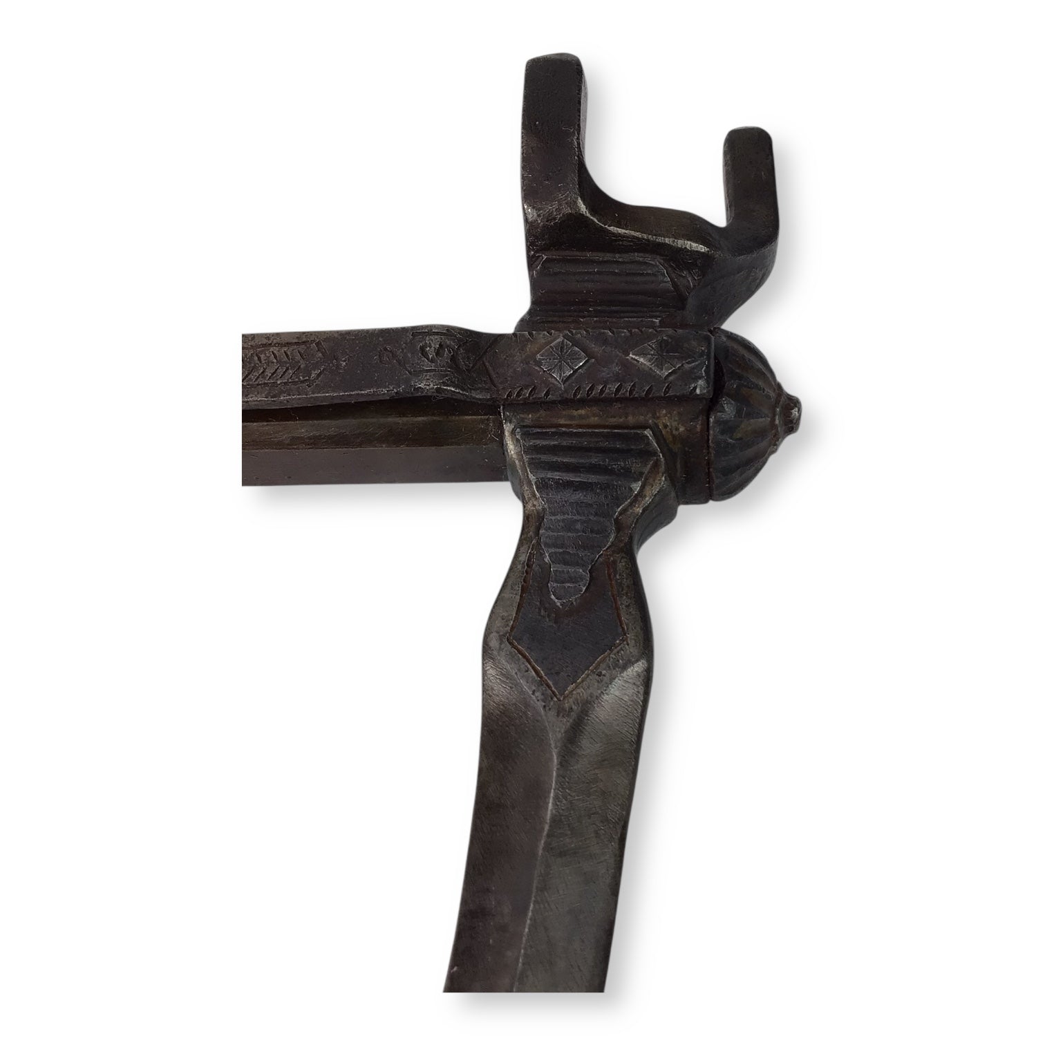 Rare French or Italian Knight's War Hammer with Engraved Shaft 16th Century Style