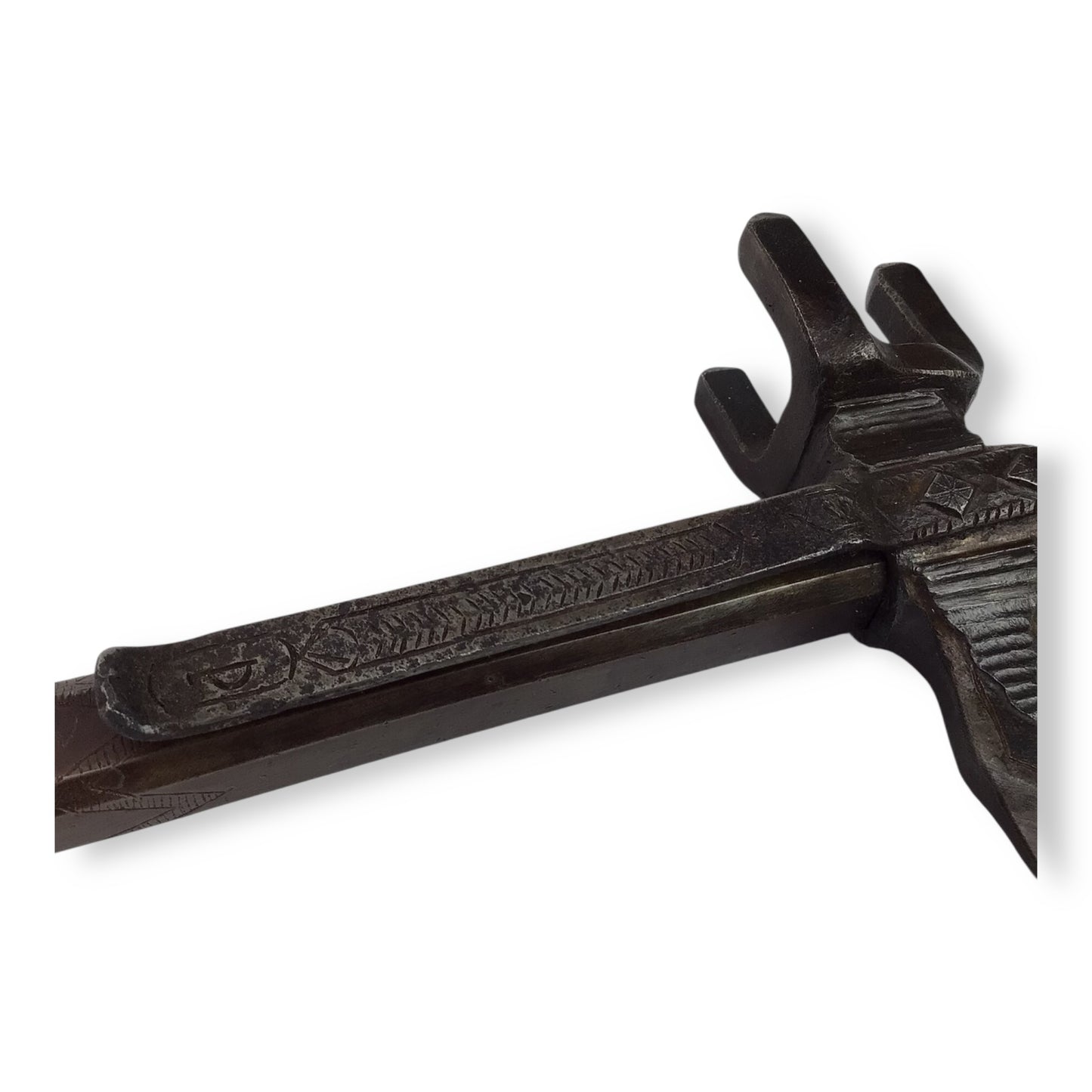 Rare French or Italian Knight's War Hammer with Engraved Shaft 16th Century Style