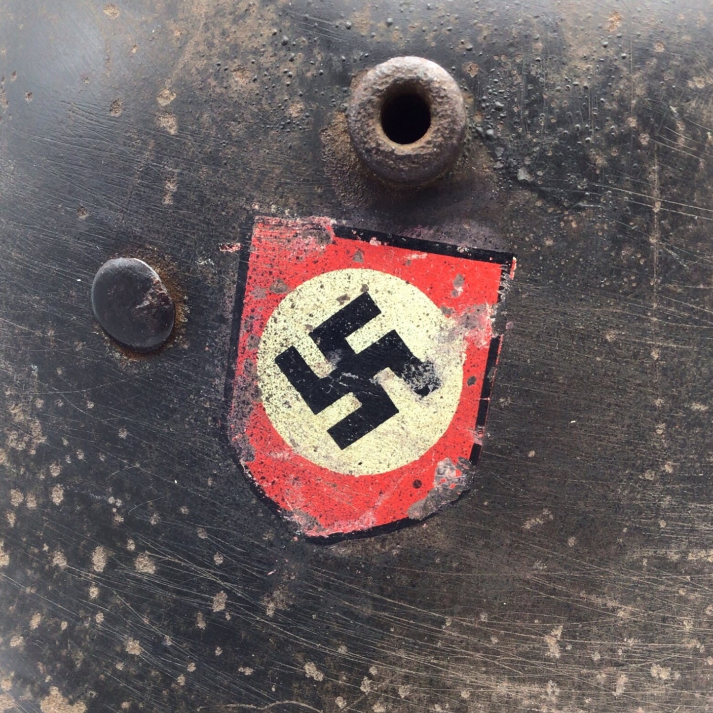 Rare German WW2 Double Decal SS RZM Transitional Helmet