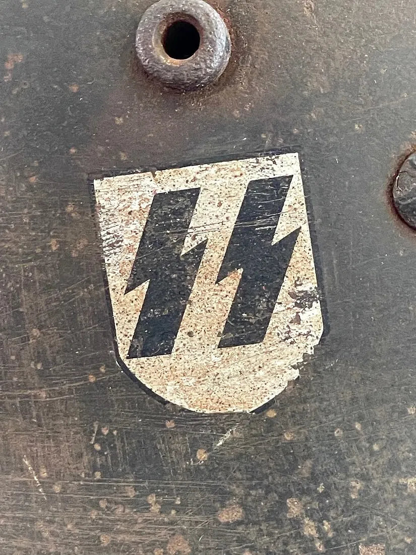 Rare German WW2 Double Decal SS RZM Transitional Helmet