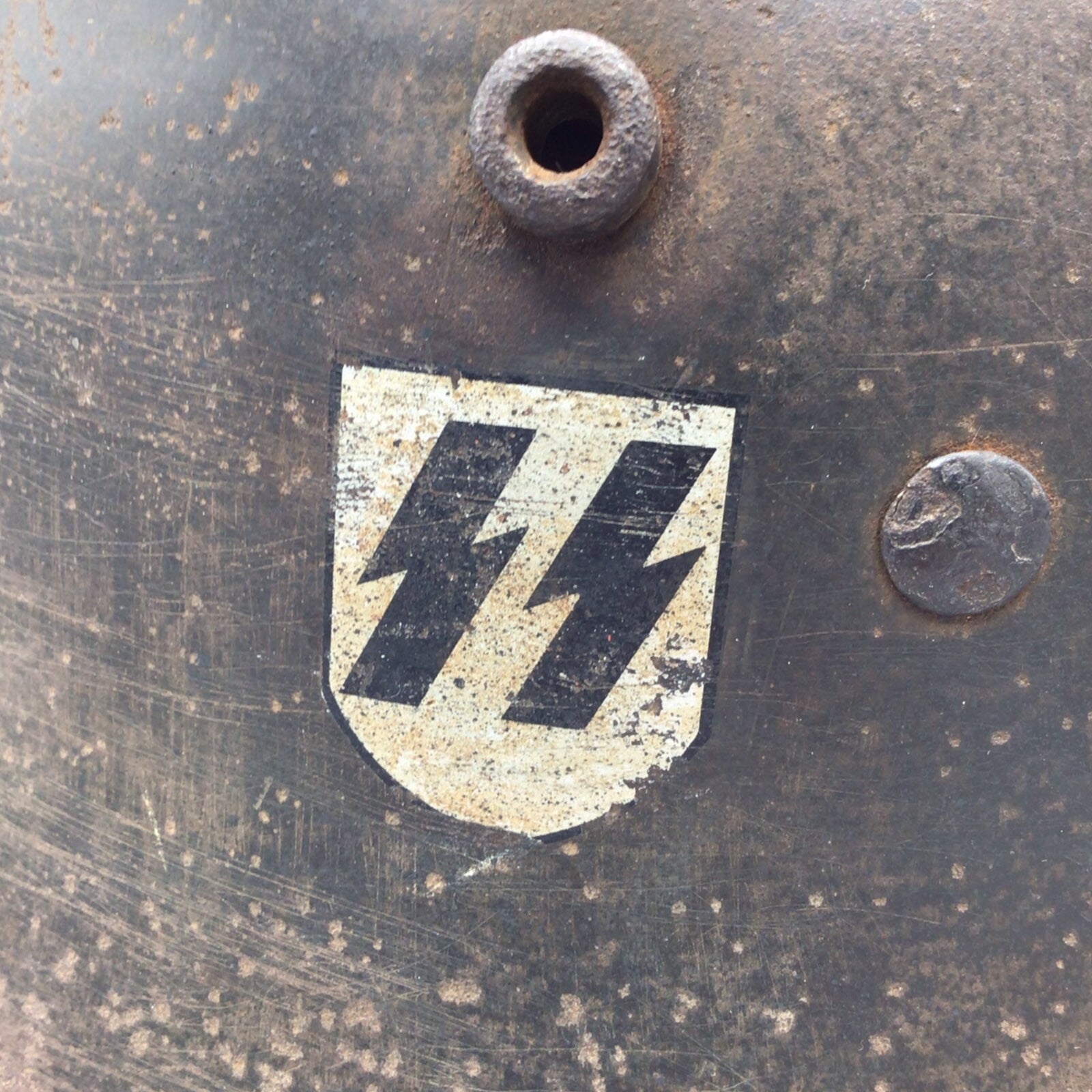 Rare German WW2 Double Decal SS RZM Transitional Helmet