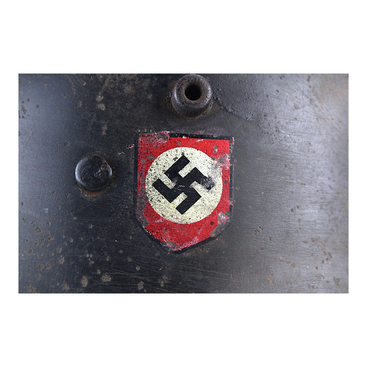 Rare German WW2 Double Decal SS Transitional Helmet, M16/M18 Shell, M31 Liner & Chinstrap
