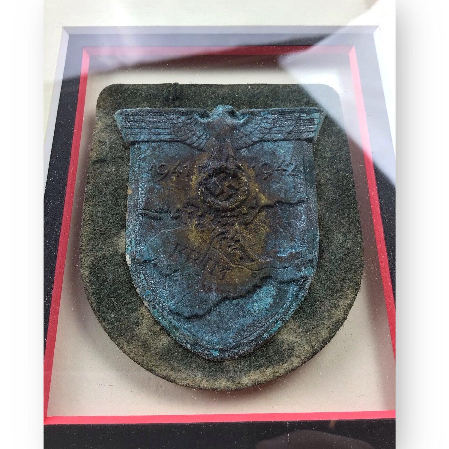 Rare German WW2 Krim Shield with Award Doc - Nebelwerfer Regiment