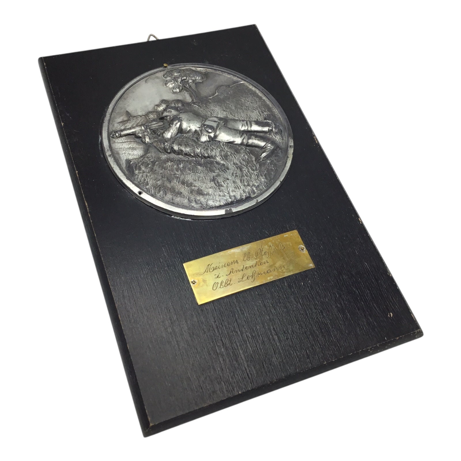 Rare German WW2 Presentation Award Plaque Inscribed by SS Panzer Officer Hanns-Heinrich Lohmann - Knight's Cross of the Iron Cross with Oakleaves Winn