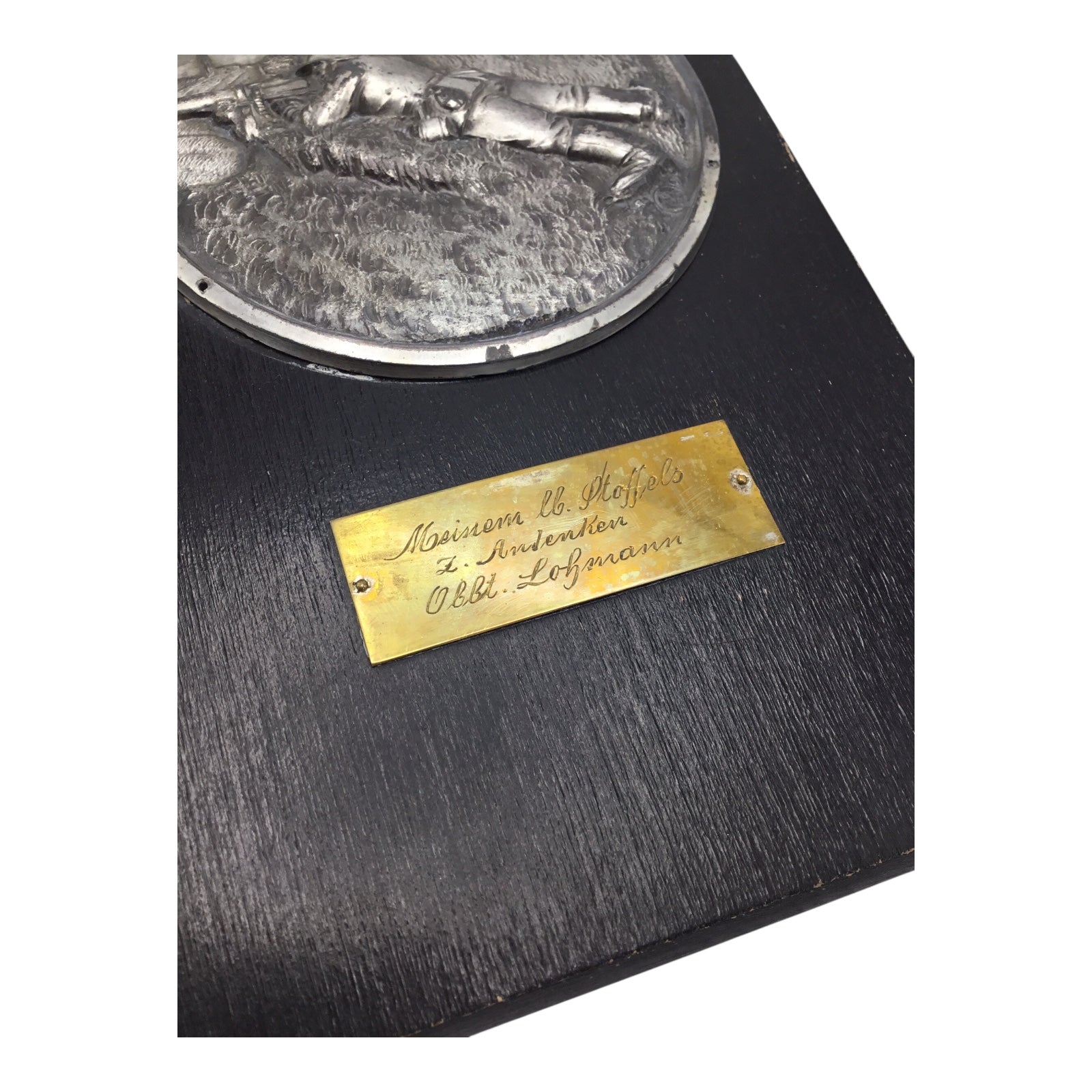 Rare German WW2 Presentation Award Plaque Inscribed by SS Panzer Officer Hanns-Heinrich Lohmann - Knight's Cross of the Iron Cross with Oakleaves Winn