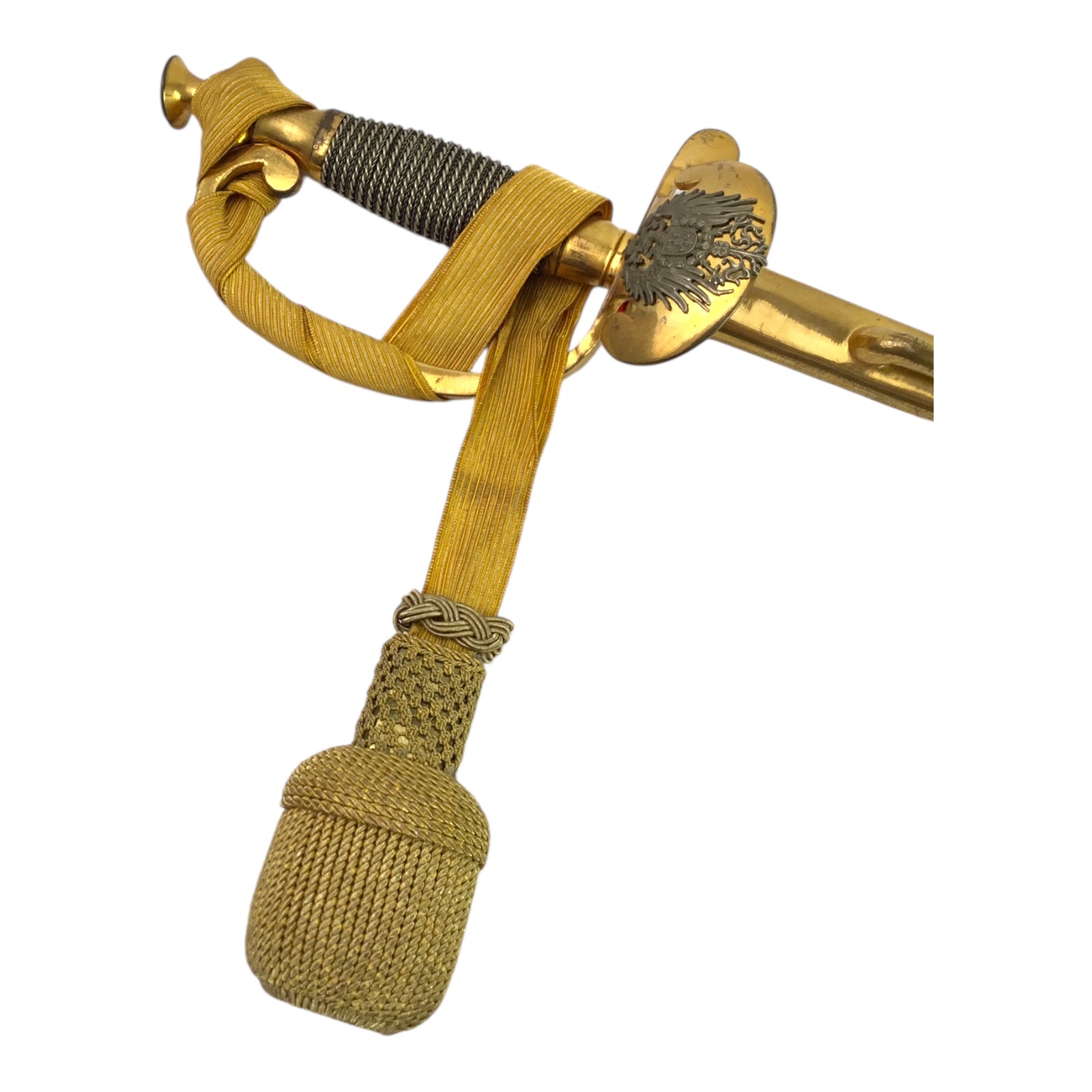 Rare Imperial German Officer Sword with Triple-Engraved Blade and Gold Portapee