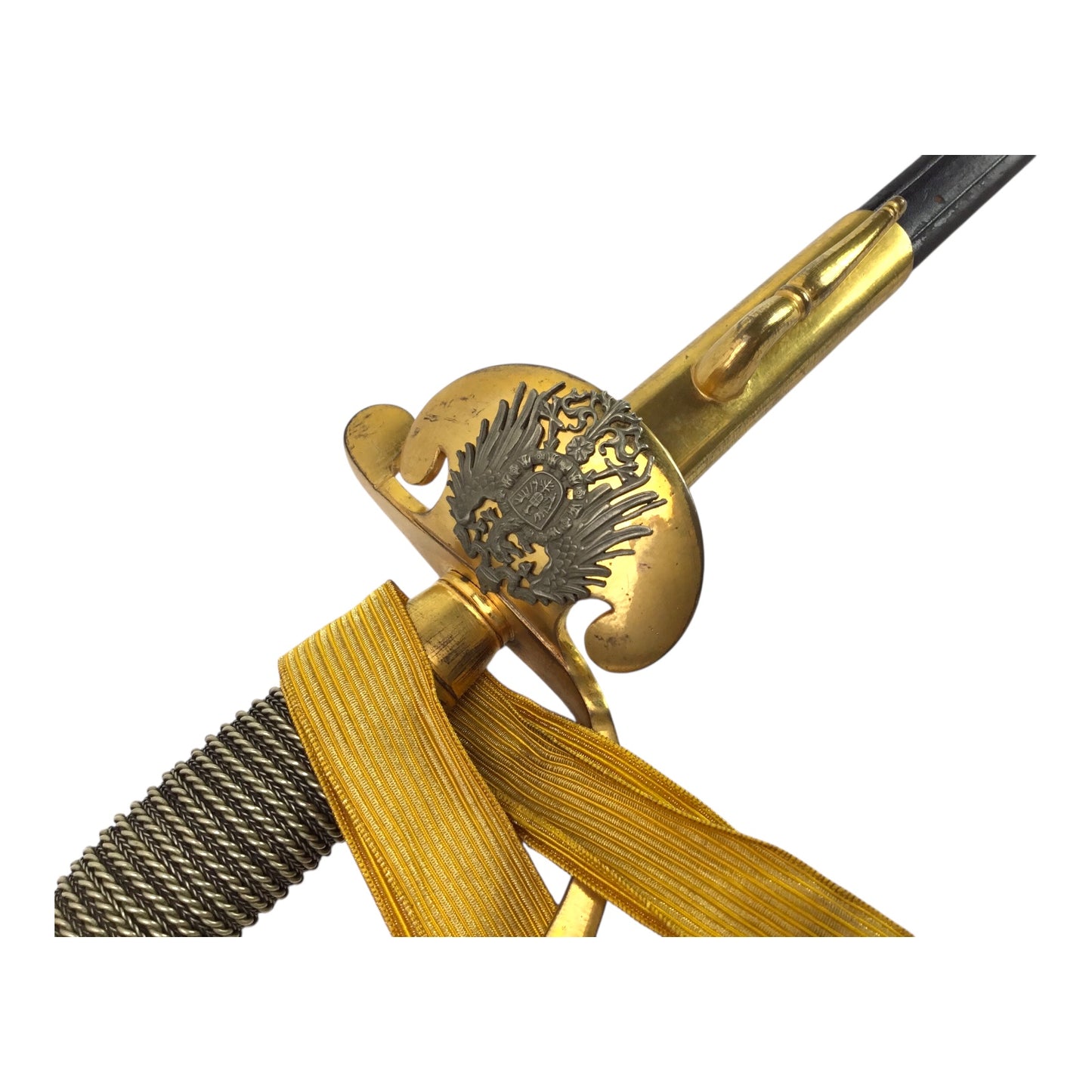 Rare Imperial German Officer Sword with Triple-Engraved Blade and Gold Portapee