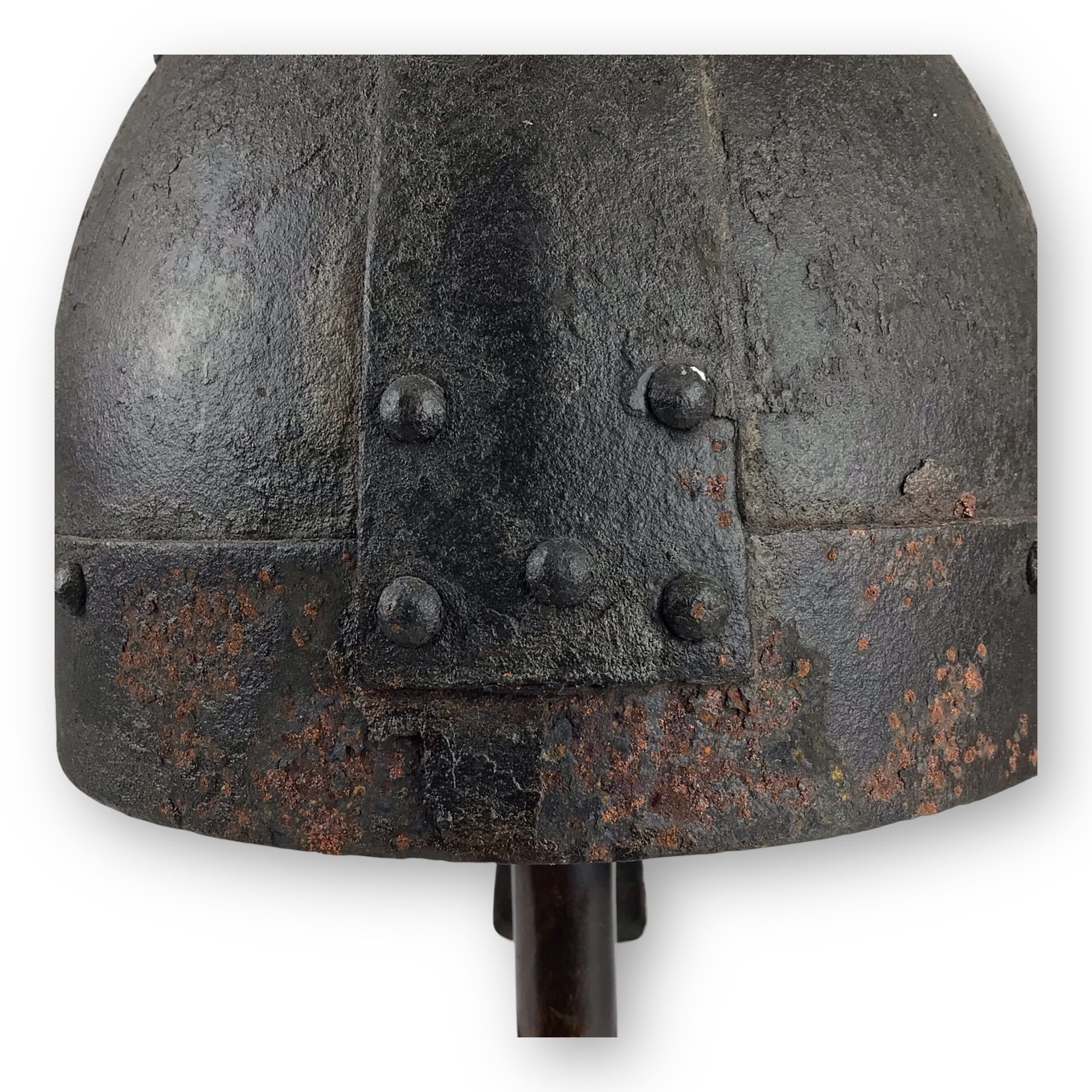 Rare Medieval Viking-to-Crusader Era Riveted Nasal Helmet with Stylized Deer Finials - 9th to 13th Century