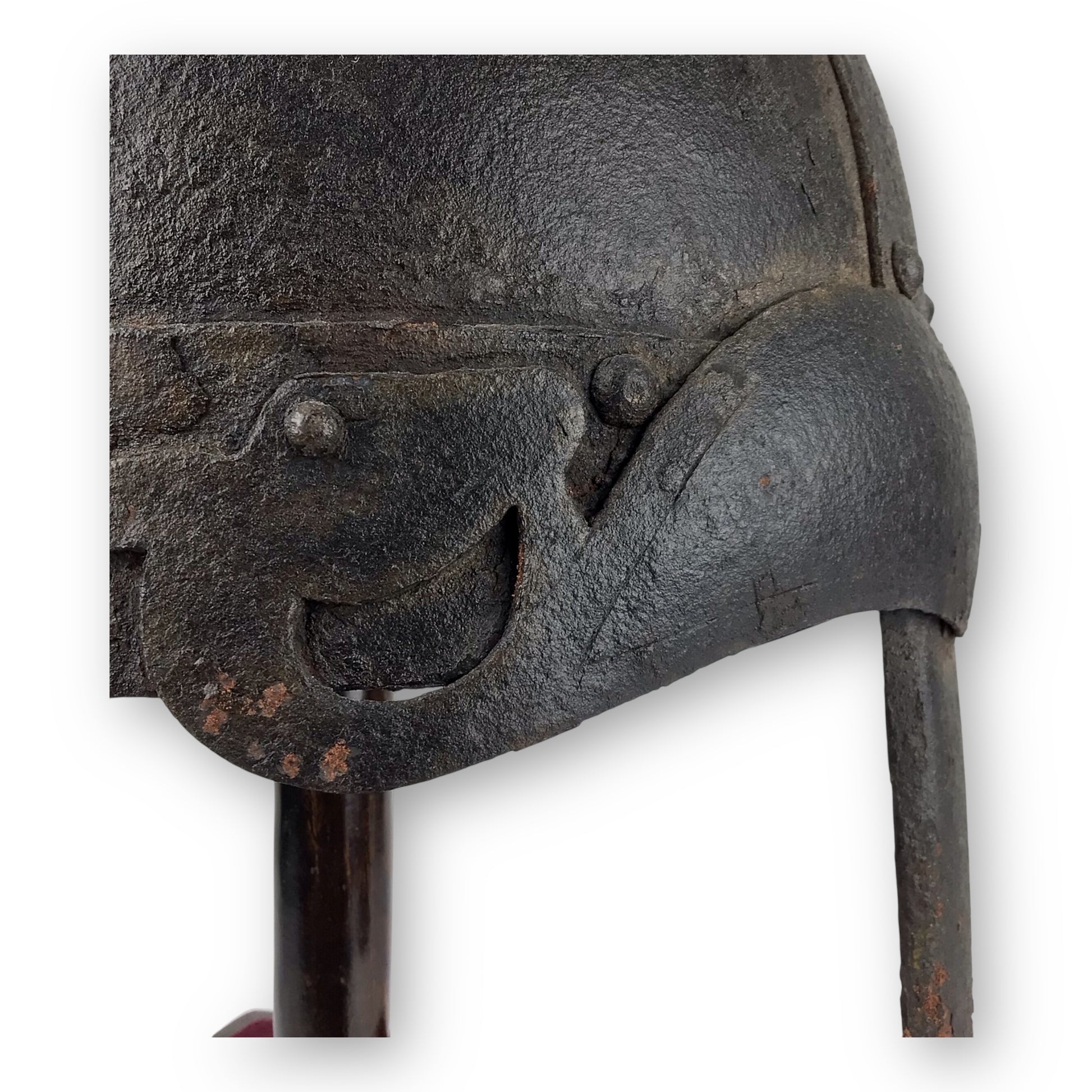 Rare Medieval Viking-to-Crusader Era Riveted Nasal Helmet with Stylized Deer Finials - 9th to 13th Century