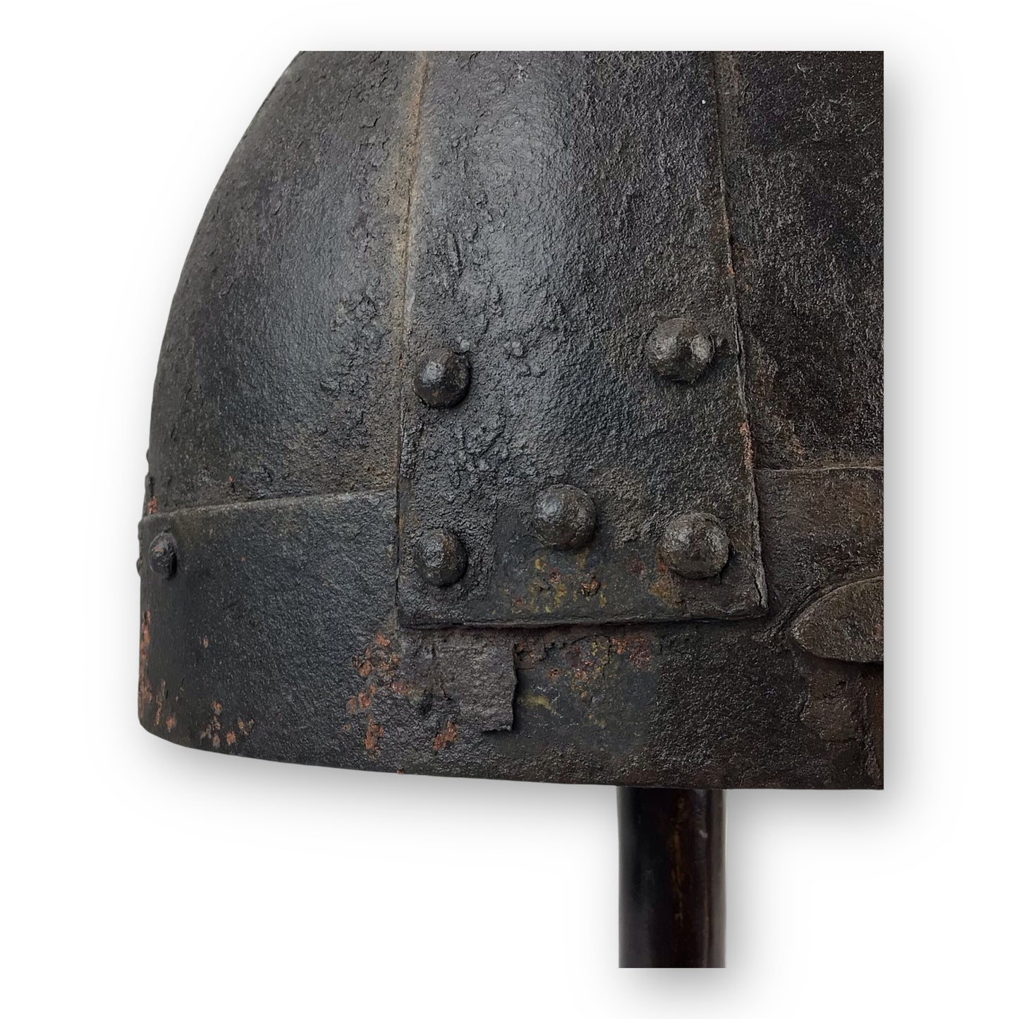 Rare Medieval Viking-to-Crusader Era Riveted Nasal Helmet with Stylized Deer Finials - 9th to 13th Century