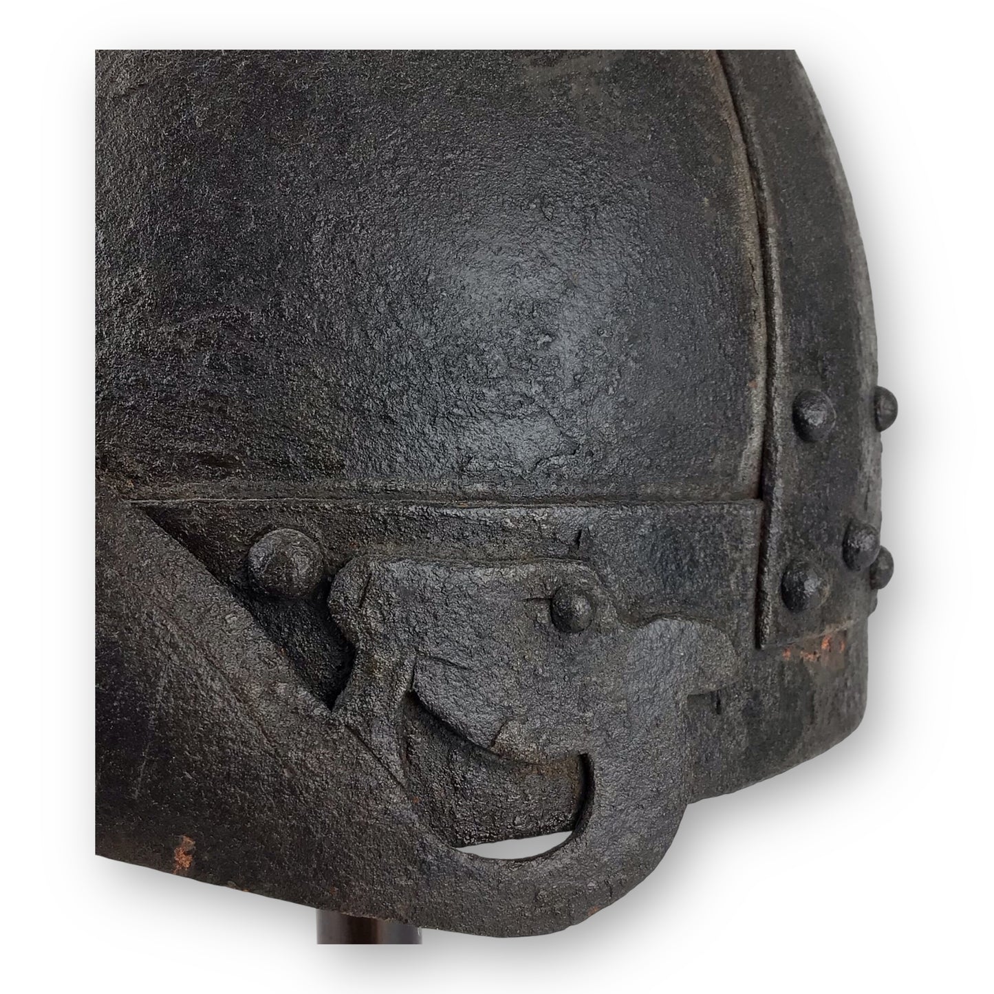Rare Medieval Viking-to-Crusader Era Riveted Nasal Helmet with Stylized Deer Finials - 9th to 13th Century