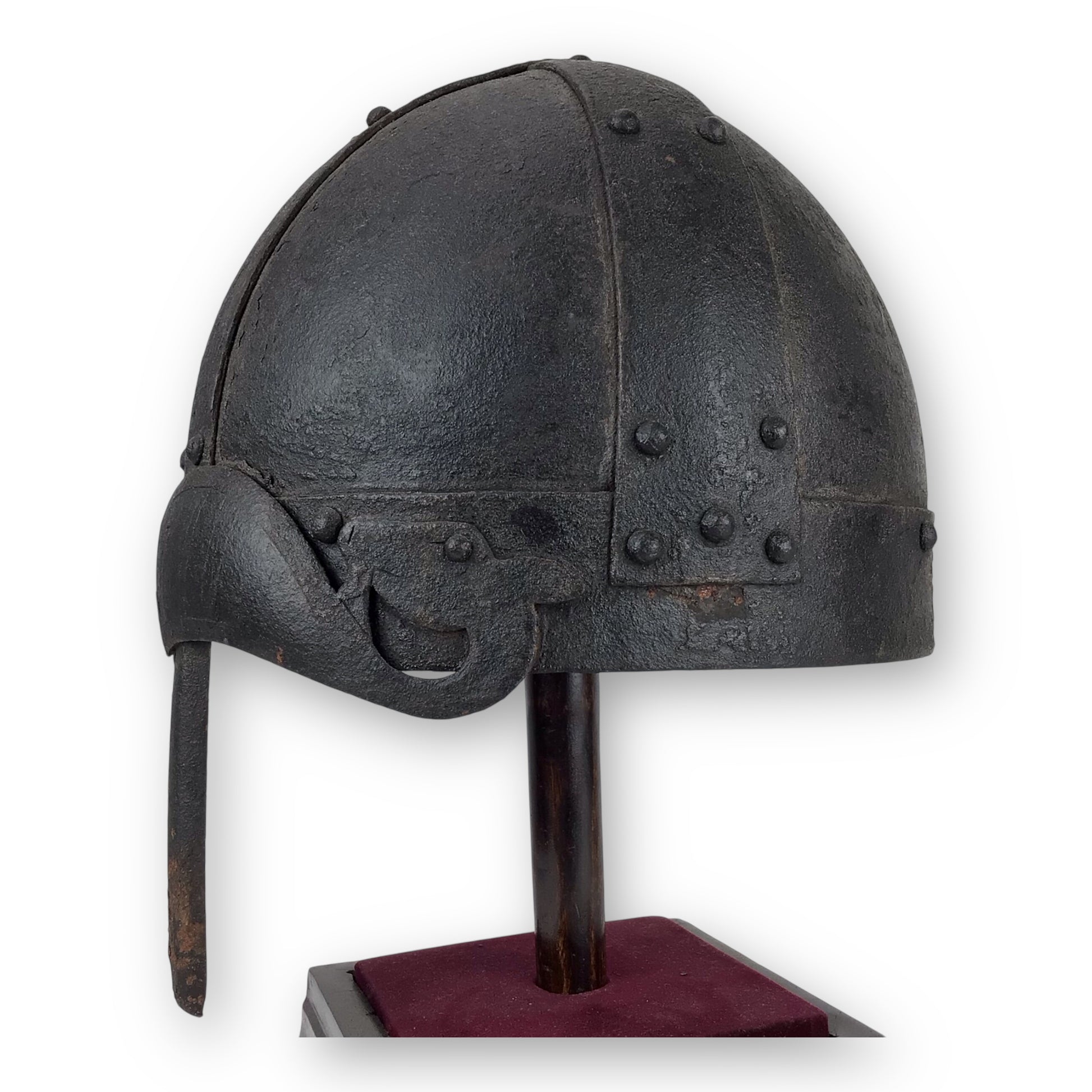 Rare Medieval Viking-to-Crusader Era Riveted Nasal Helmet with Stylized Deer Finials - 9th to 13th Century