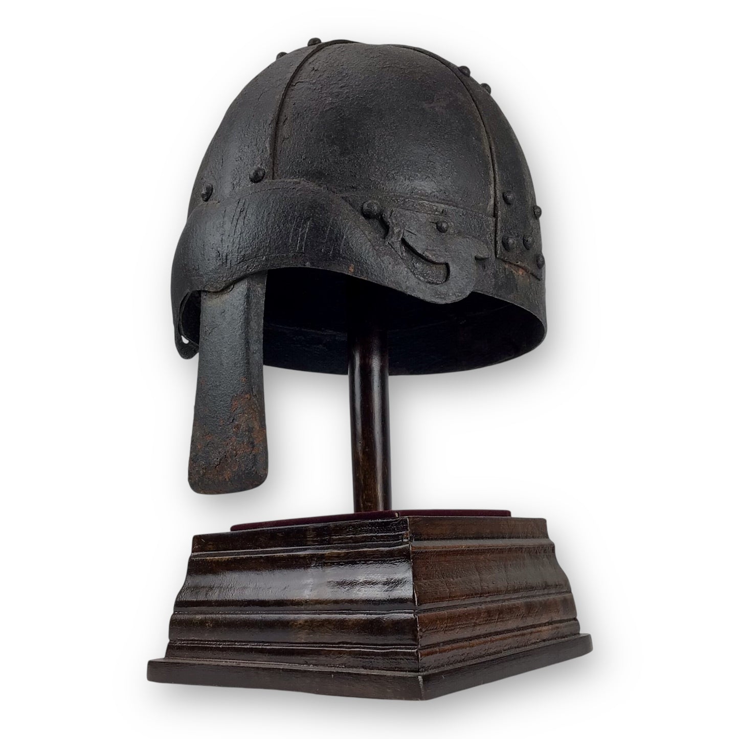 Rare Medieval Viking-to-Crusader Era Riveted Nasal Helmet with Stylized Deer Finials - 9th to 13th Century