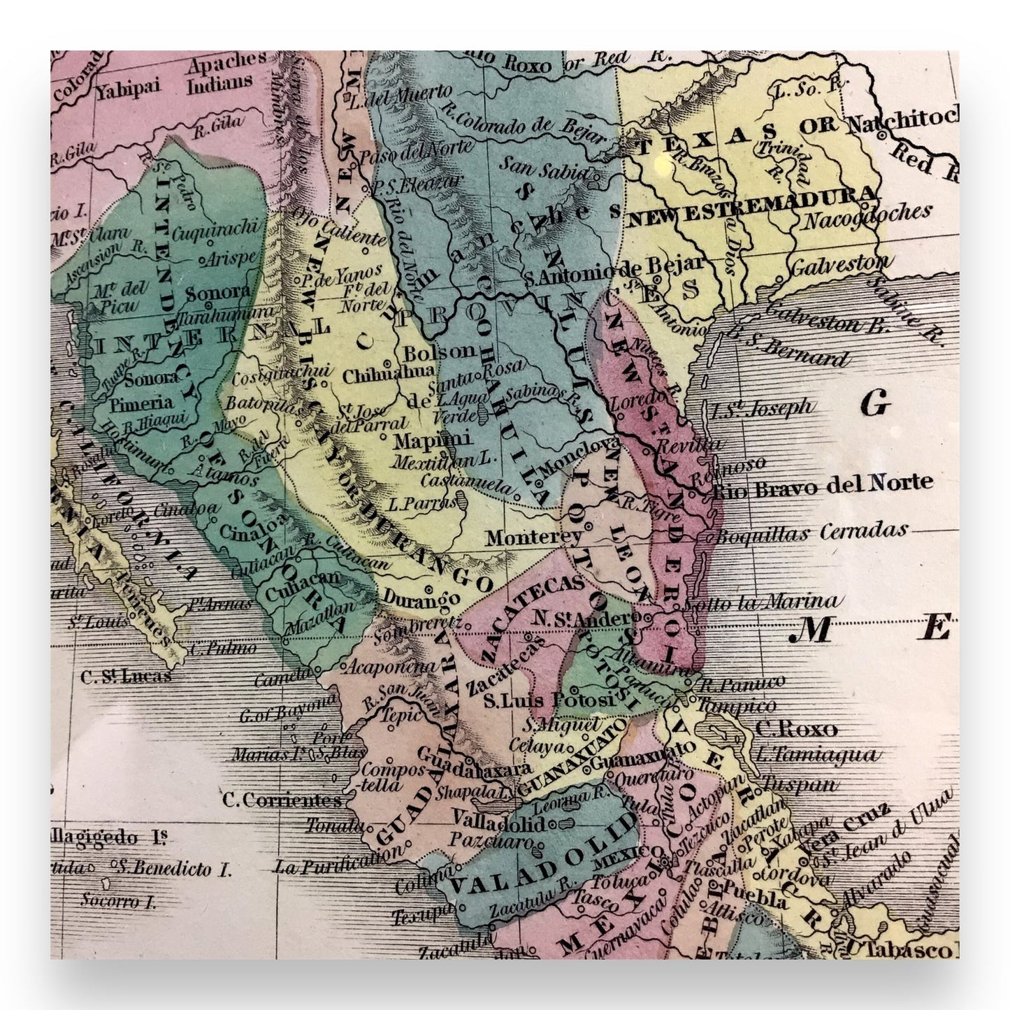 Rare Texas Independence Map "Mexico and Guatimala," c. 1832 – Framed