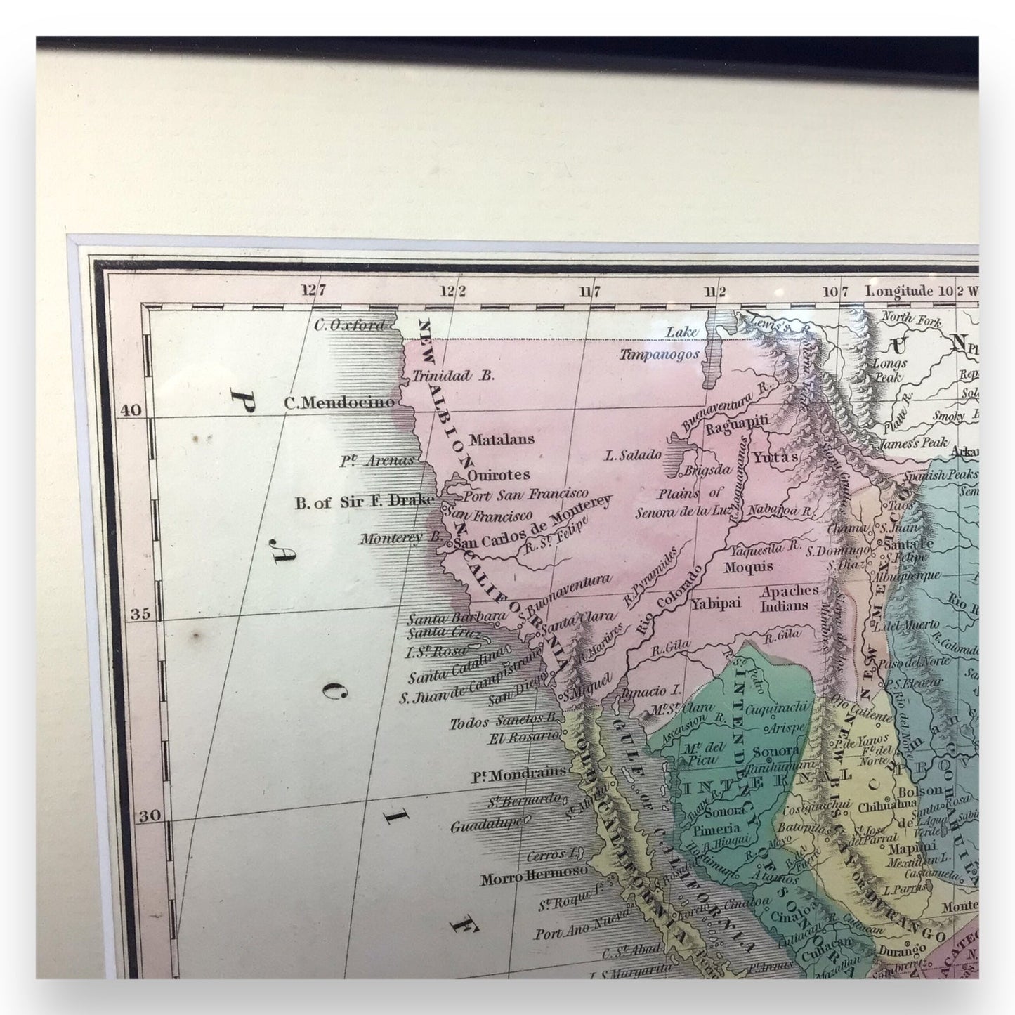 Rare Texas Independence Map "Mexico and Guatimala," c. 1832 – Framed