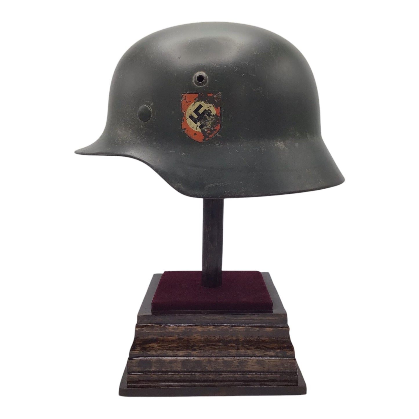 Rare WWII German M38 Double Decal SS Combat Helmet - Marked ET62