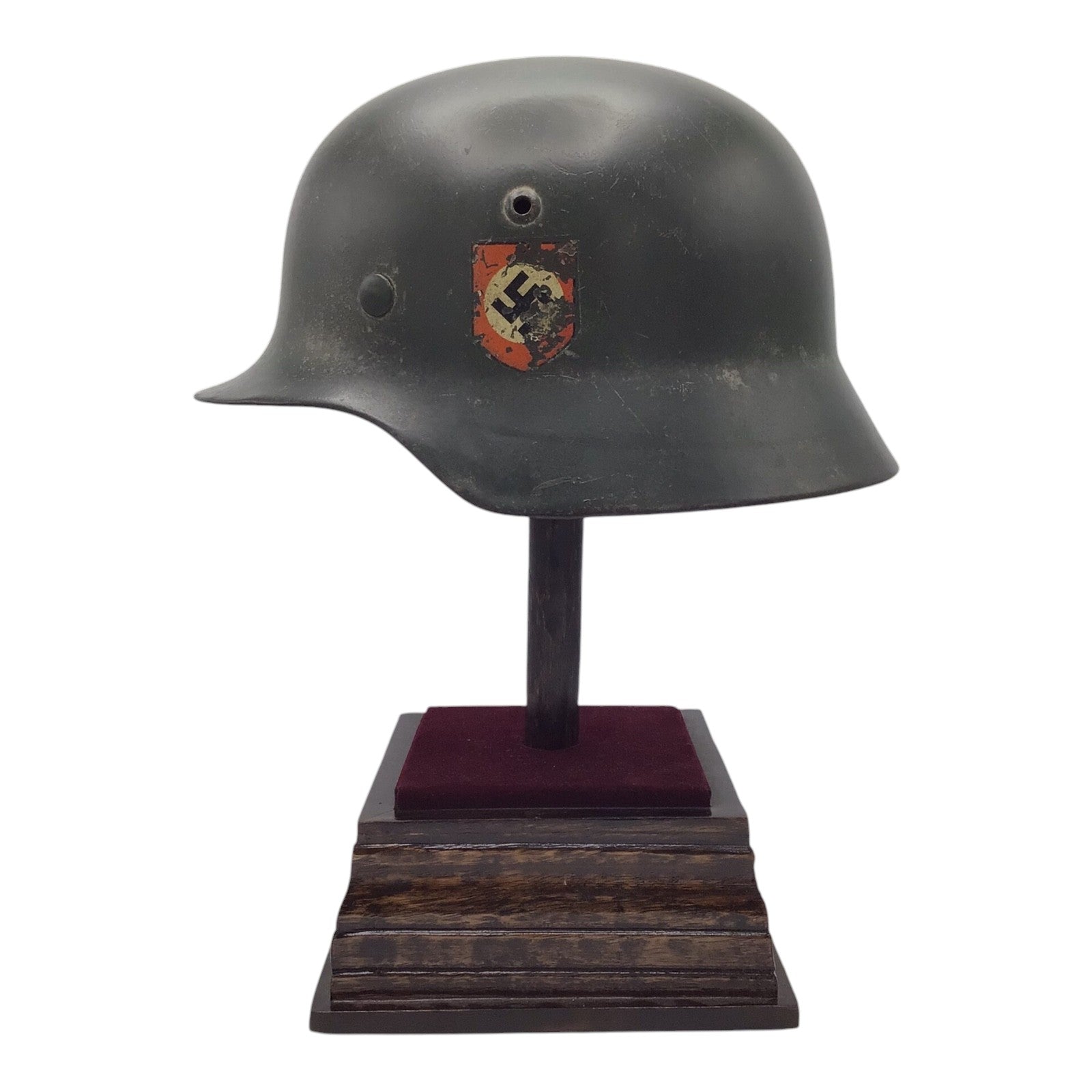 Rare WWII German M38 Double Decal SS Combat Helmet - Marked ET62
