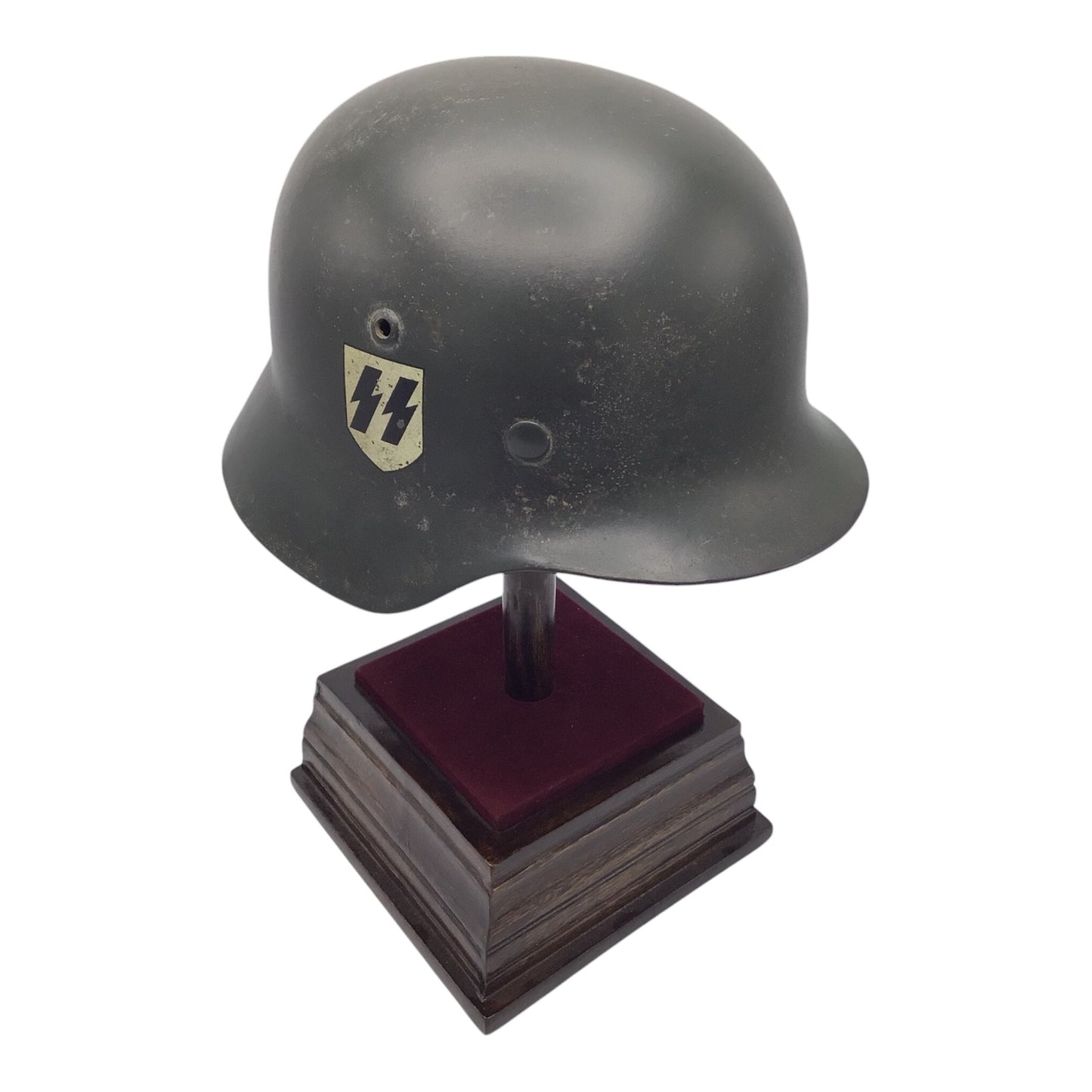 Rare WWII German M38 Double Decal SS Combat Helmet - Marked ET62