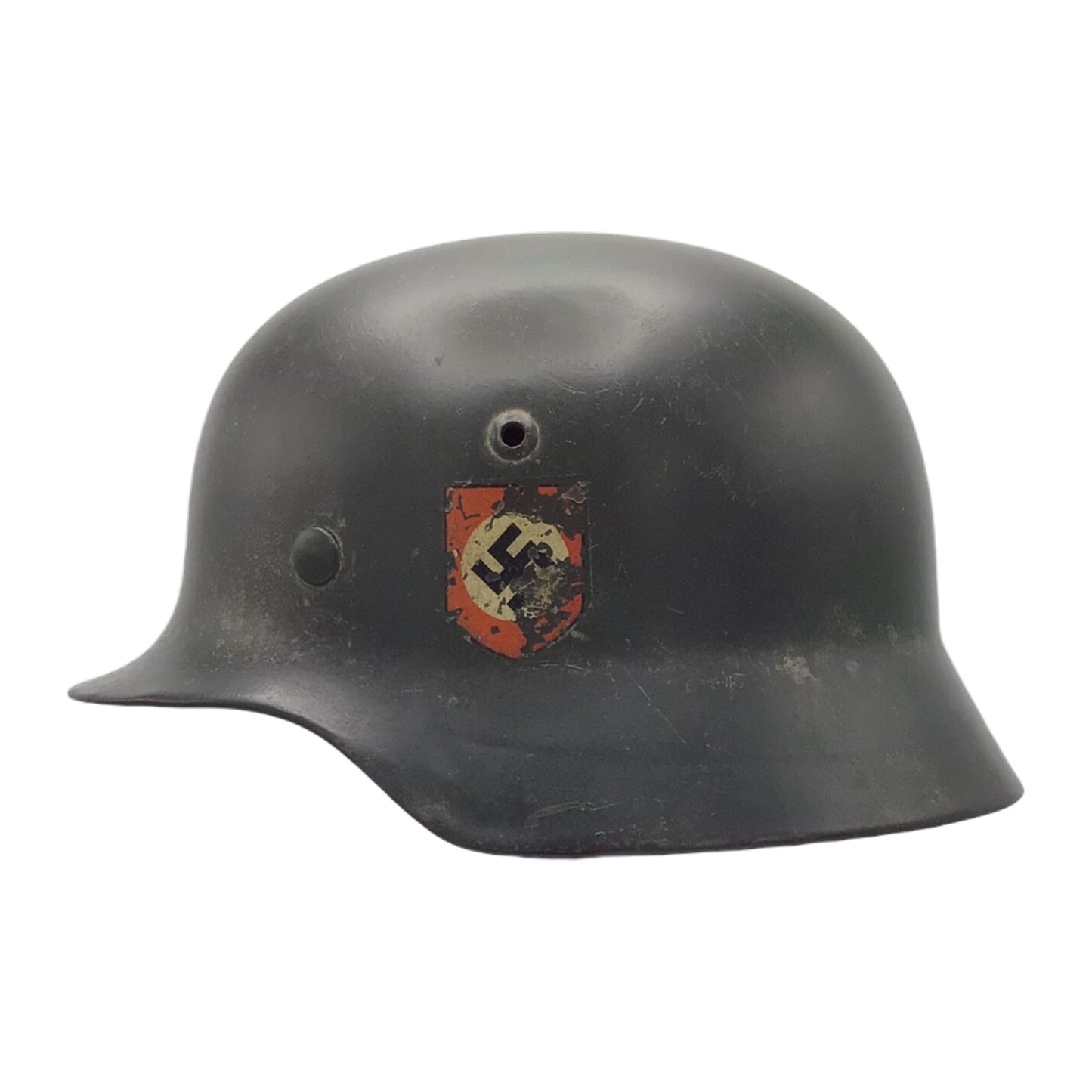 Rare WWII German M38 Double Decal SS Combat Helmet - Marked ET62