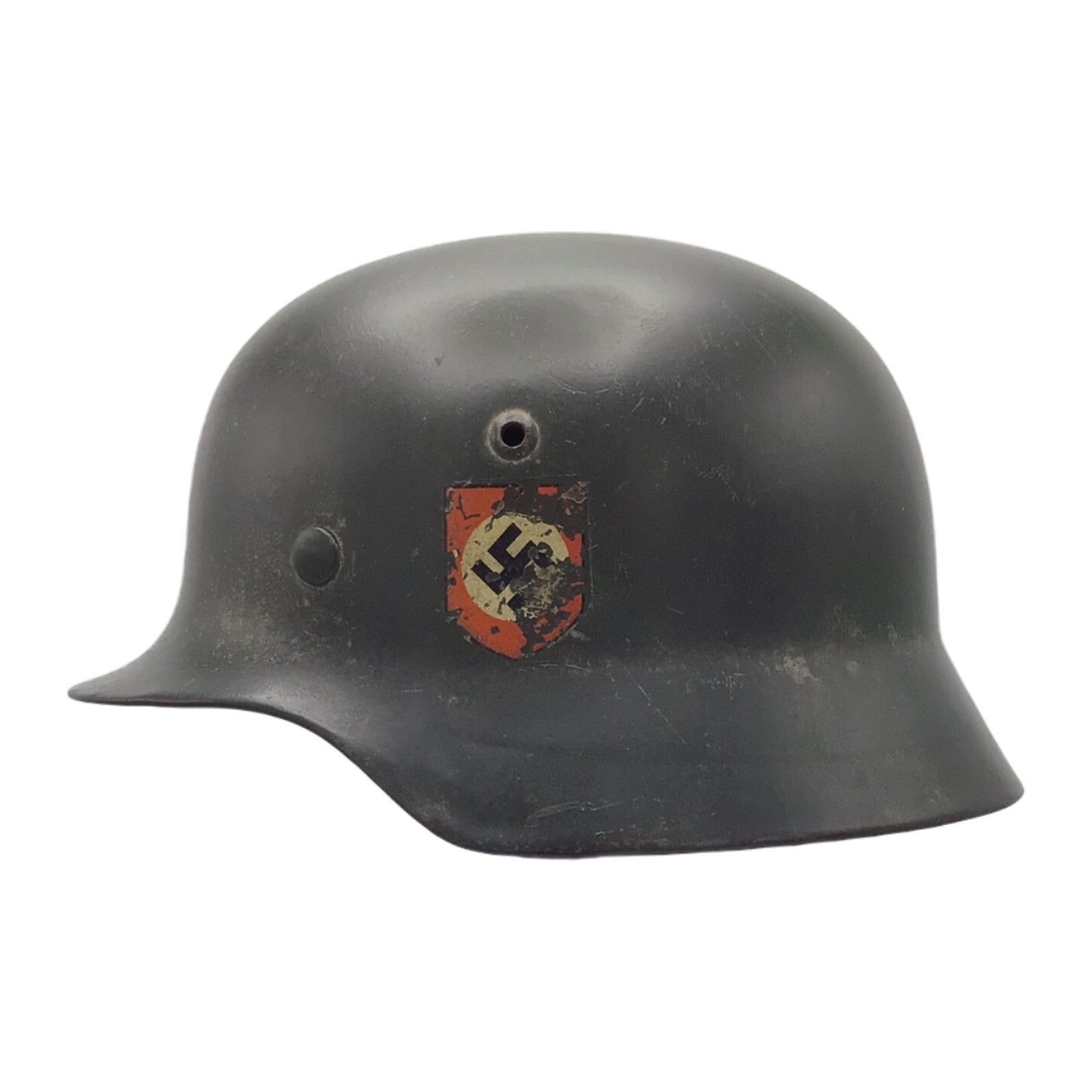 Rare WWII German M38 Double Decal SS Combat Helmet - Marked ET62