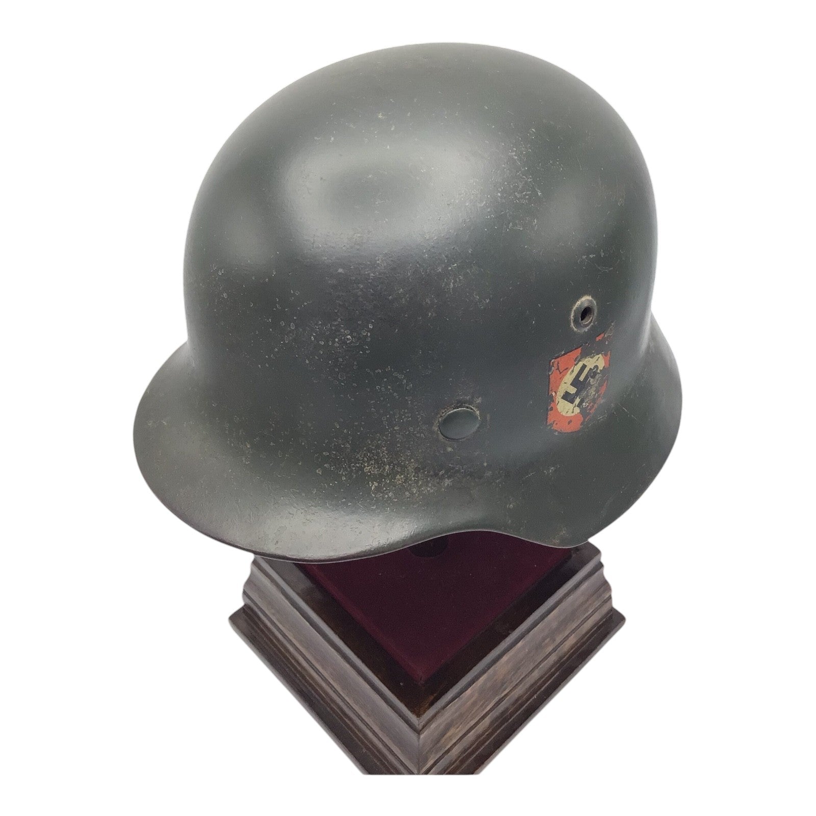 Rare WWII German M38 Double Decal SS Combat Helmet - Marked ET62