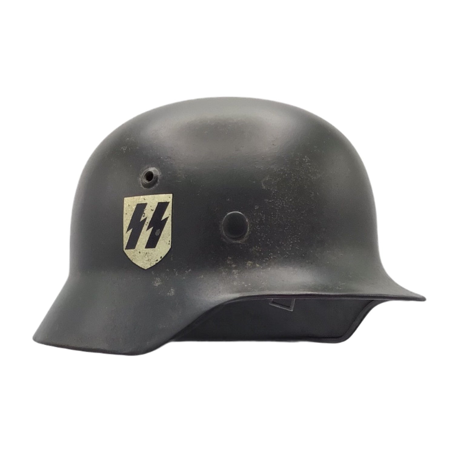 Rare WWII German M38 Double Decal SS Combat Helmet - Marked ET62
