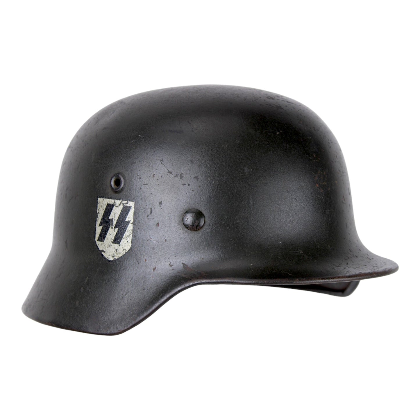 Rare WWII German Waffen SS M1935 Combat Helmet with SS Insignia & Original Liner