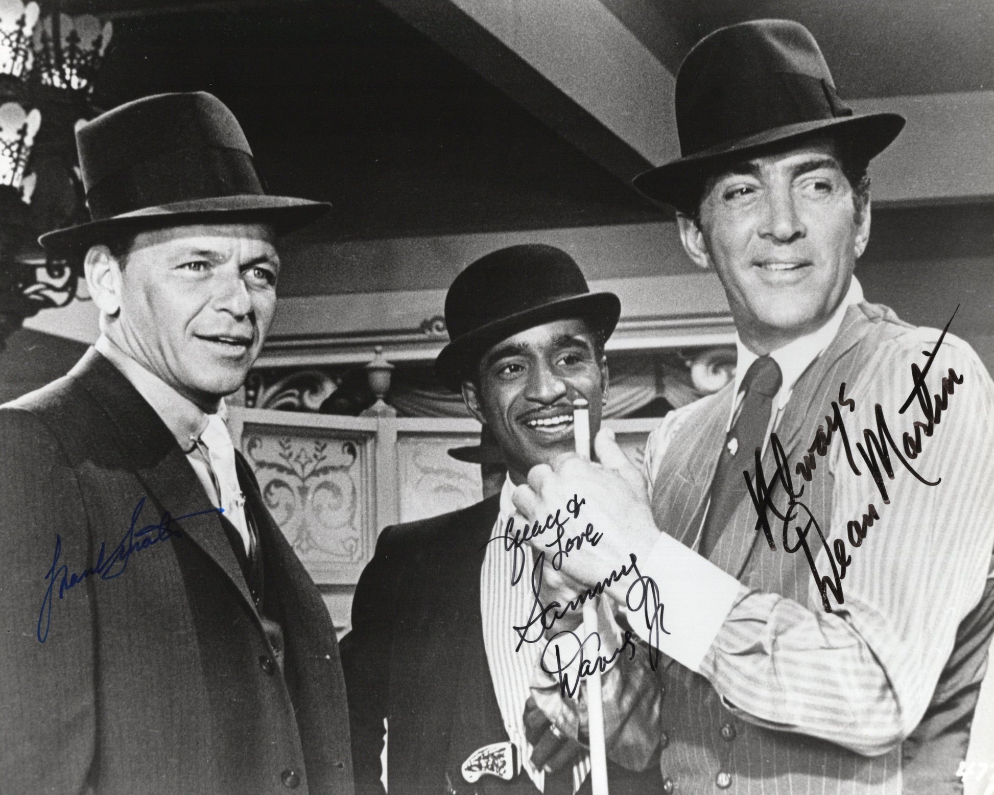 Rat Pack Signed Photo 8x10 Dean Martin, Sammy Davis Jr., Frank Sinatra