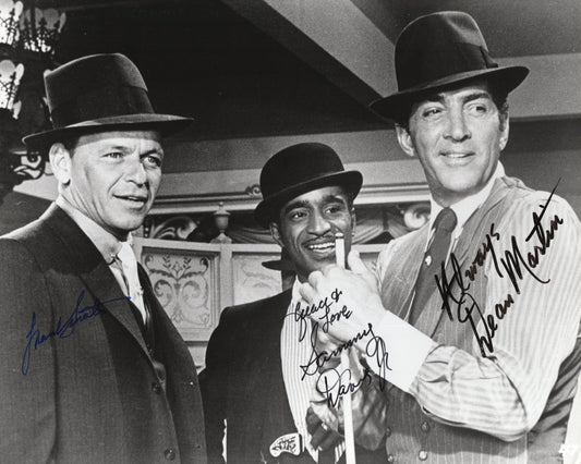 Rat Pack Signed Photo 8x10 Dean Martin, Sammy Davis Jr., Frank Sinatra