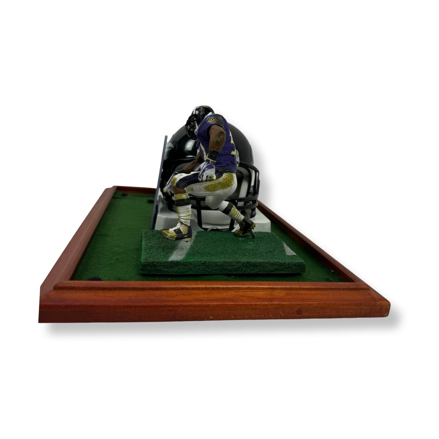 Ray Lewis Signed Baltimore Ravens Helmet Figure Card Shadowbox w/ COA OOAK