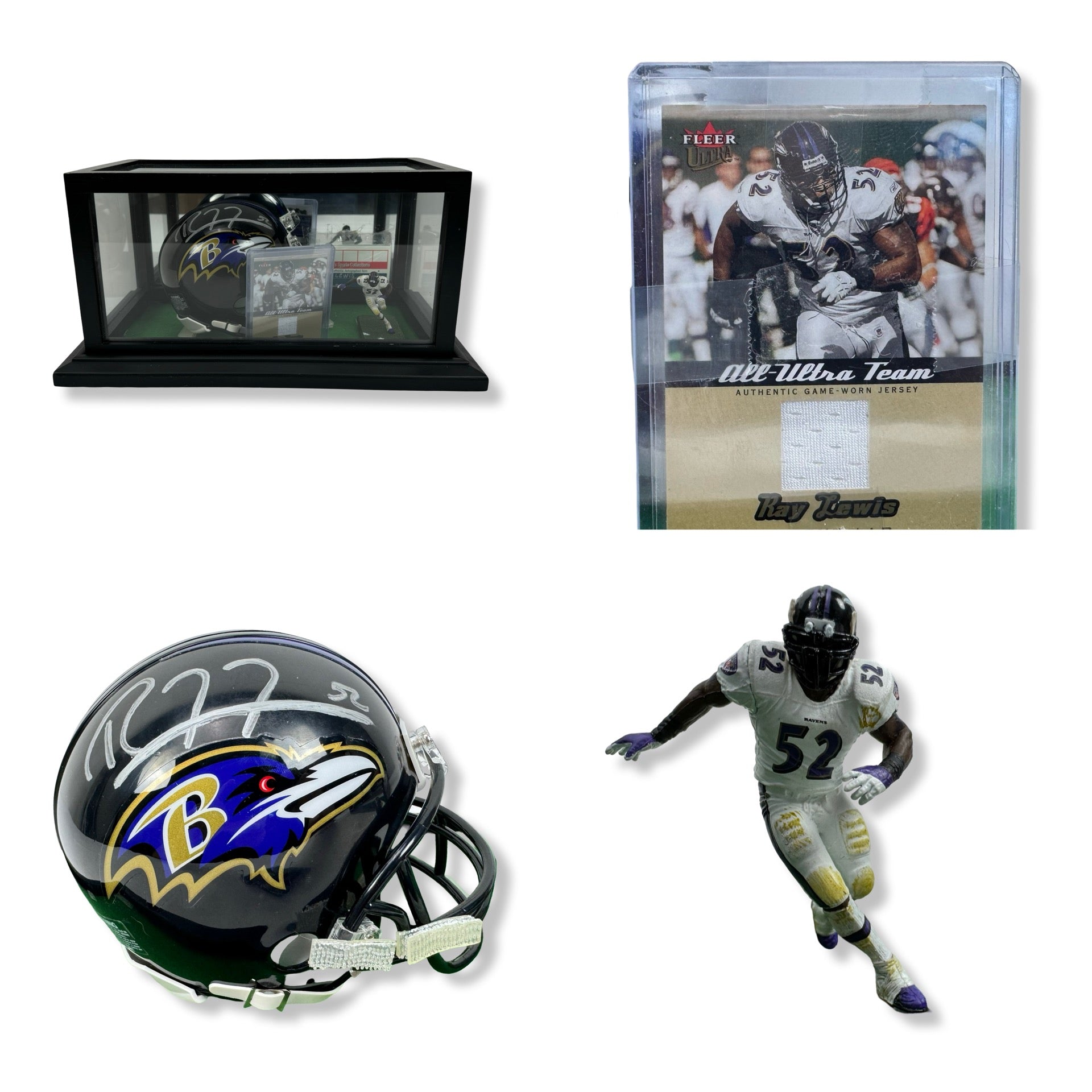 Ray Lewis Signed Ravens Mini Helmet Figure Card Shadowbox w/ COA Unique OOAK NEW