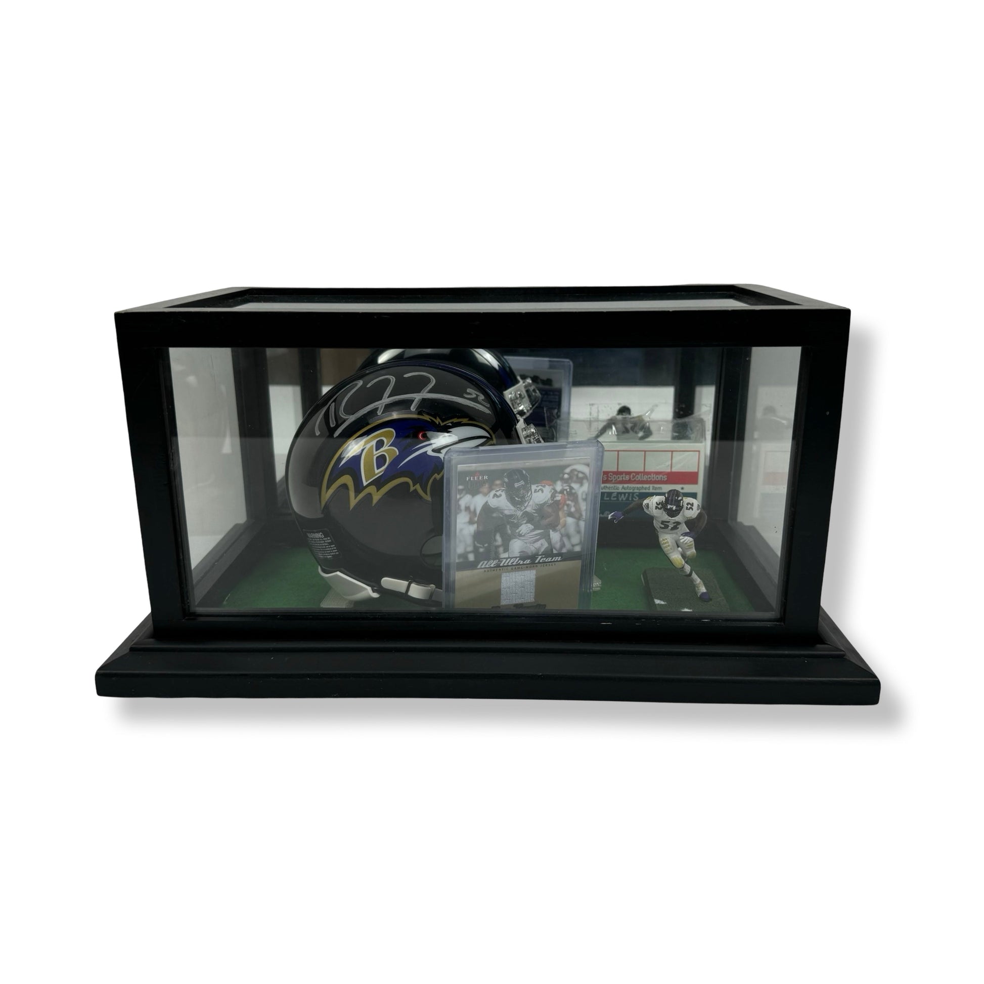 Ray Lewis Signed Ravens Mini Helmet Figure Card Shadowbox w/ COA Unique OOAK NEW