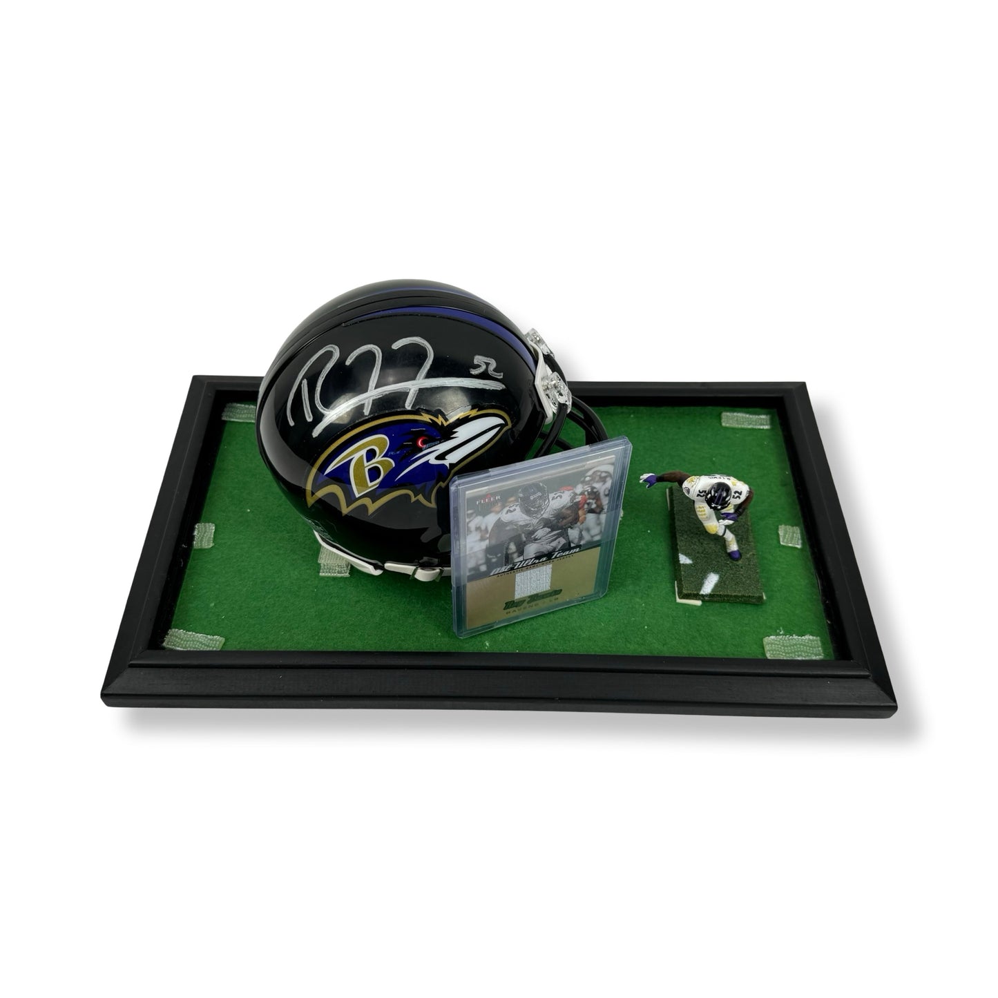 Ray Lewis Signed Ravens Mini Helmet Figure Card Shadowbox w/ COA Unique OOAK NEW