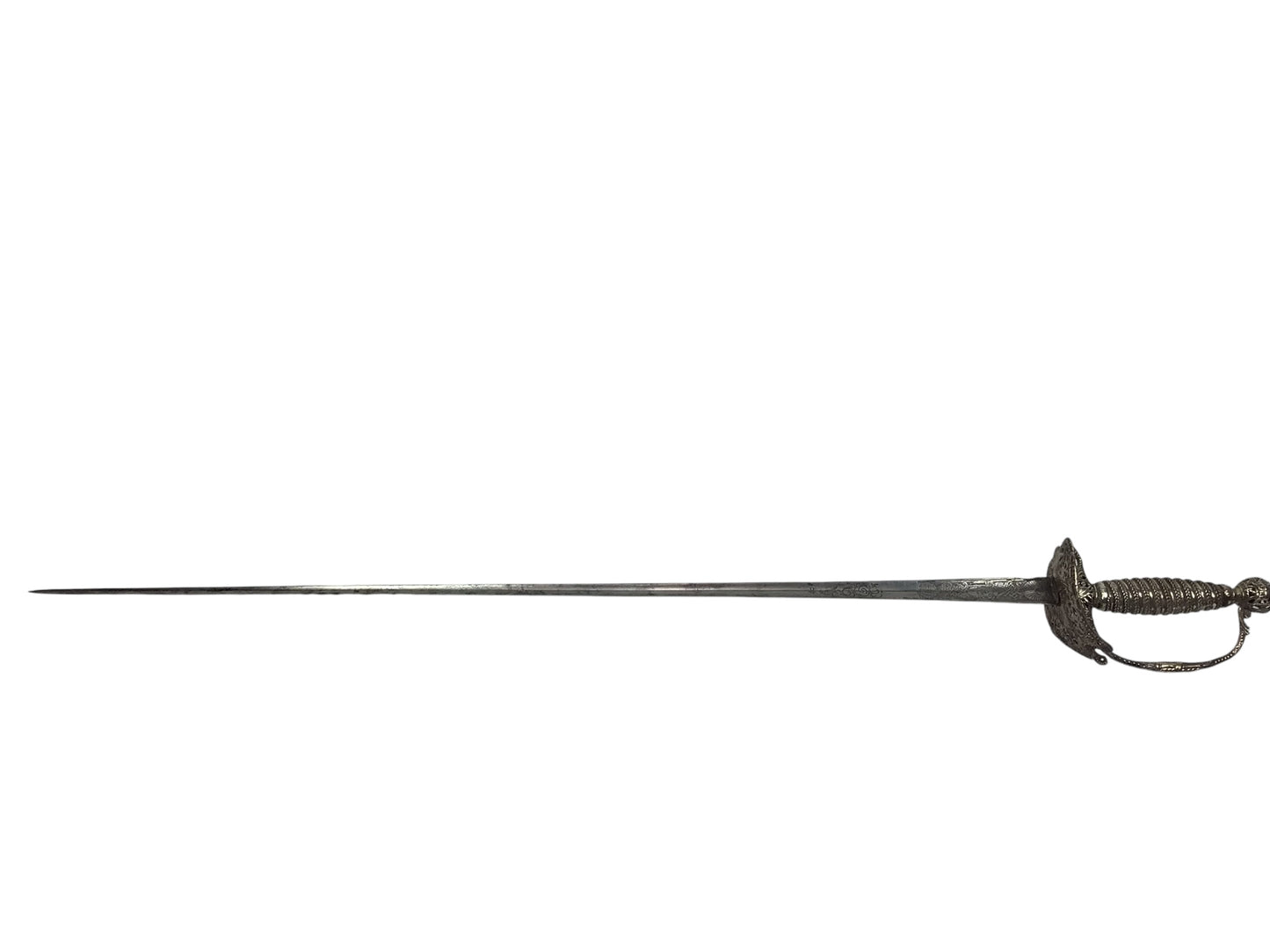 Rev War Officer Musician’s Rapier Sword w/ Silver Hilt & Engravings, Rare 18thC