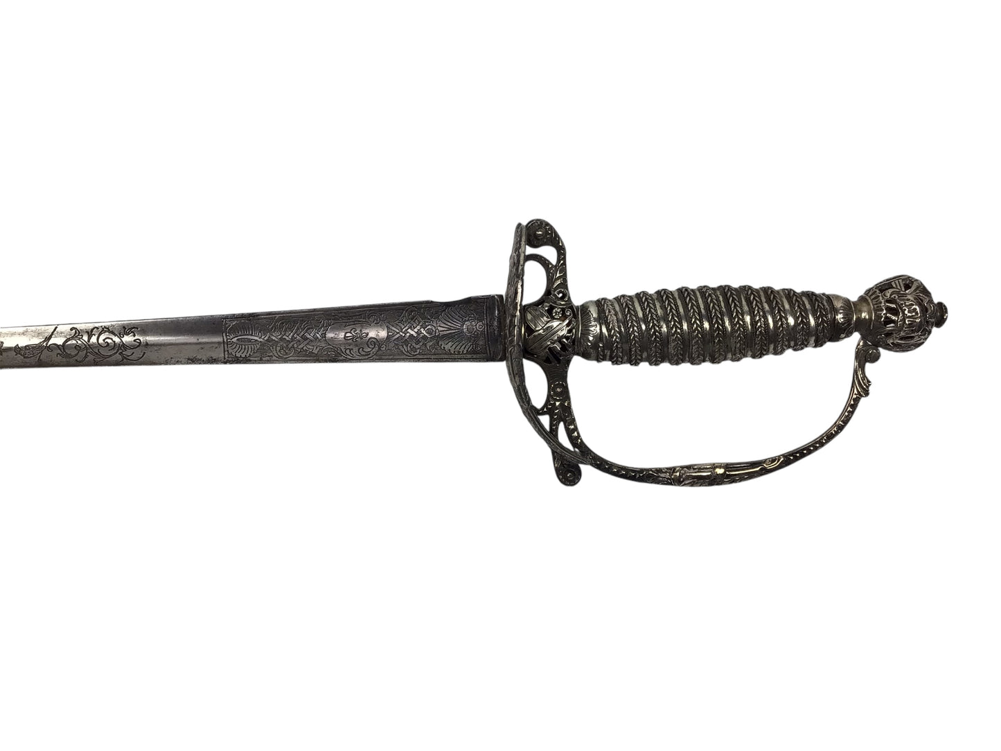Rev War Officer Musician’s Rapier Sword w/ Silver Hilt & Engravings, Rare 18thC