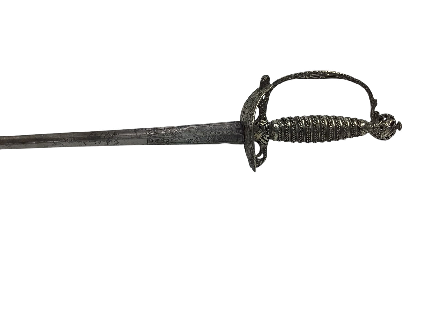 Rev War Officer Musician’s Rapier Sword w/ Silver Hilt & Engravings, Rare 18thC