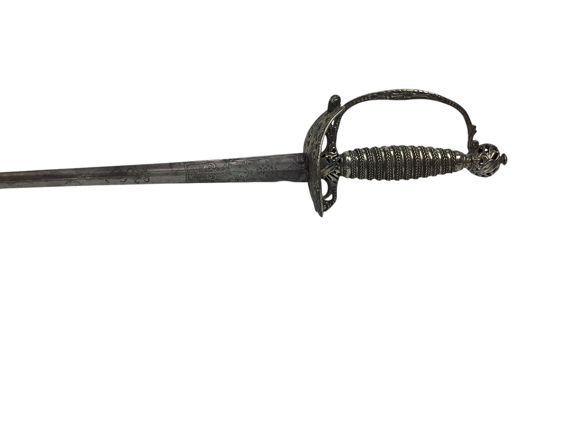 Rev War Officer Musician’s Rapier Sword w/ Silver Hilt & Engravings, Rare 18thC