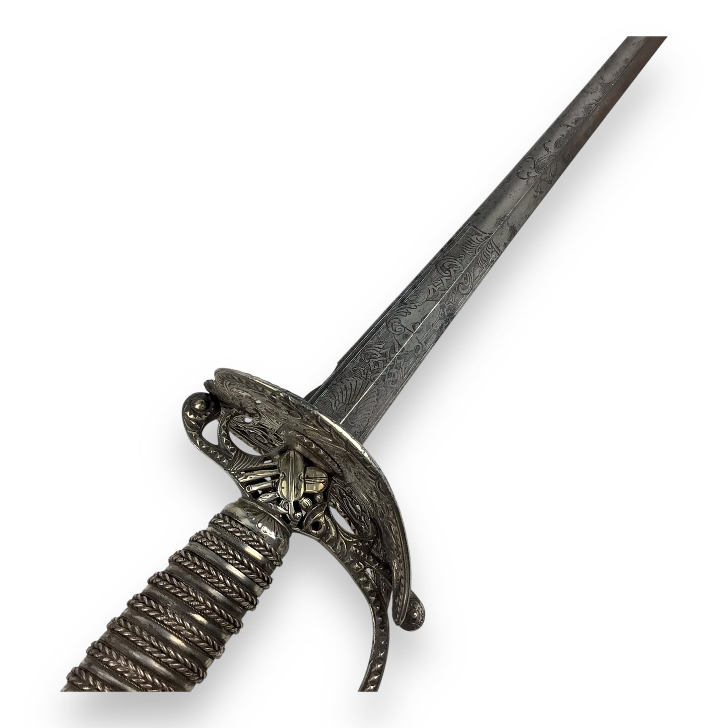 Rev War Officer Musician’s Rapier Sword w/ Silver Hilt & Engravings, Rare 18thC