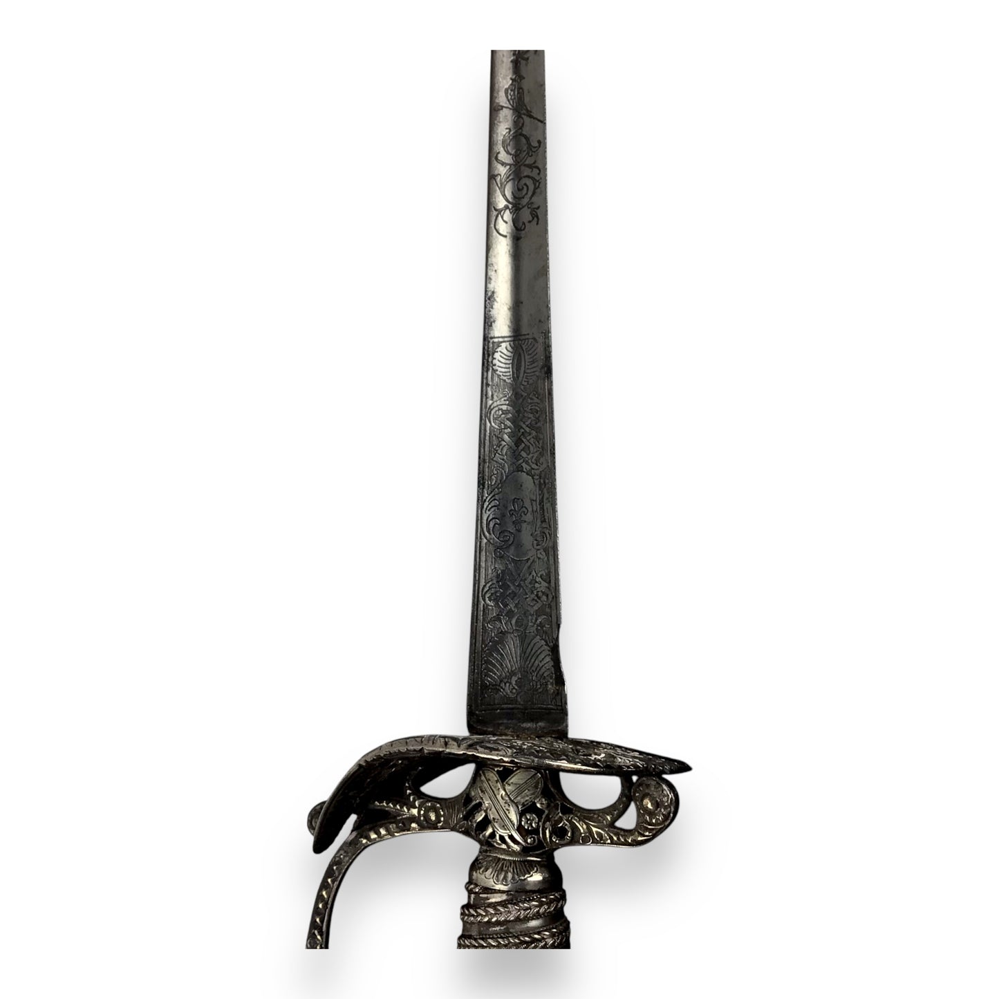 Rev War Officer Musician’s Rapier Sword w/ Silver Hilt & Engravings, Rare 18thC