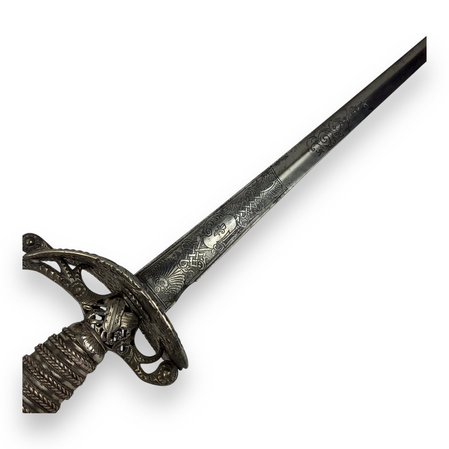 Rev War Officer Musician’s Rapier Sword w/ Silver Hilt & Engravings, Rare 18thC